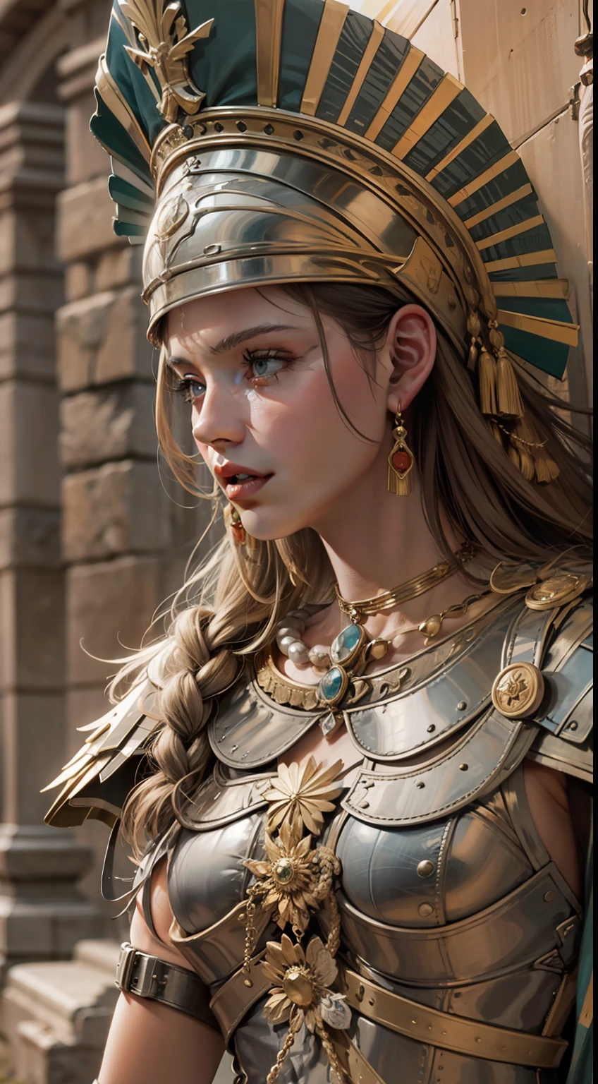 Beautiful woman in insanely intricate Roman legionnaire Outfit