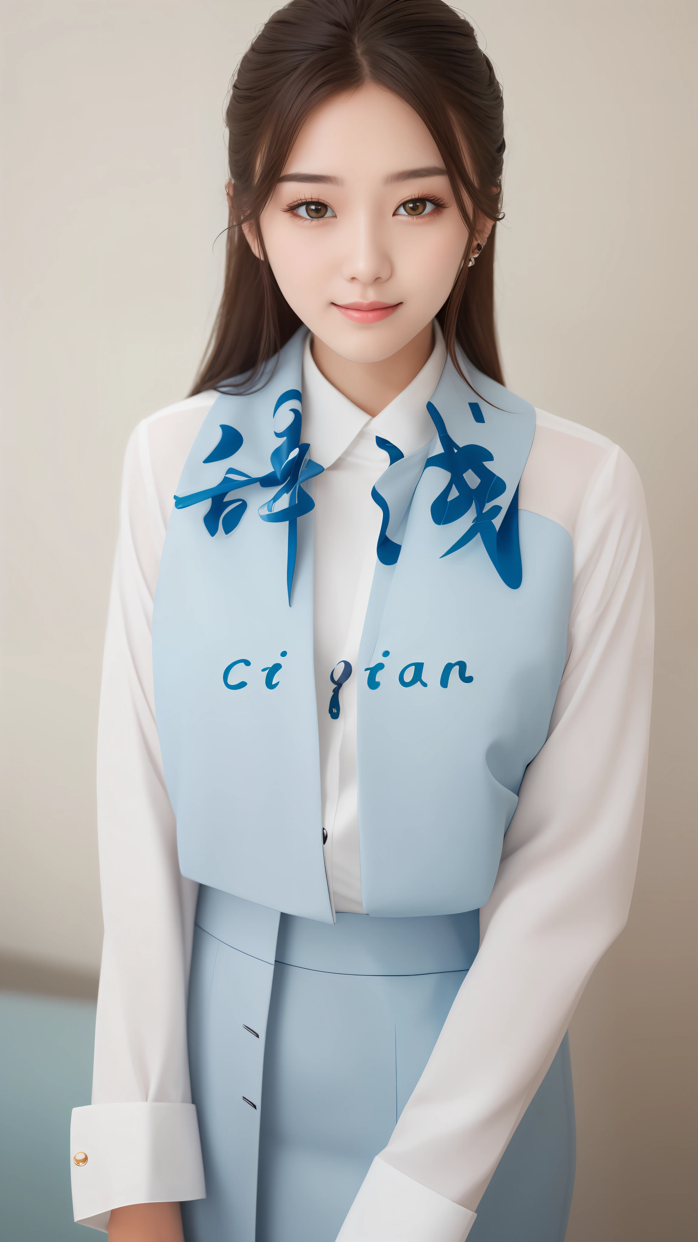 1girll，超高分辨率，（best qualtiy，tmasterpiece：1.2），ultra - detailed，（Real Human，fashion photography portrait，photore，full bodyesbian，dynamicposes），（Happy face：1.3，Enchanted smile），looking at viewert，long whitr hair，（flightattendantuniform），aerodrome，lounge room，
 Korean face，long whitr hair，18yr old，详细的脸，（realisticlying，Photorealsitic：1.3），little breast，8K，beauitful face，kpop，Oval shaped face，Light makeup，Famous Korean brand，Big brands，