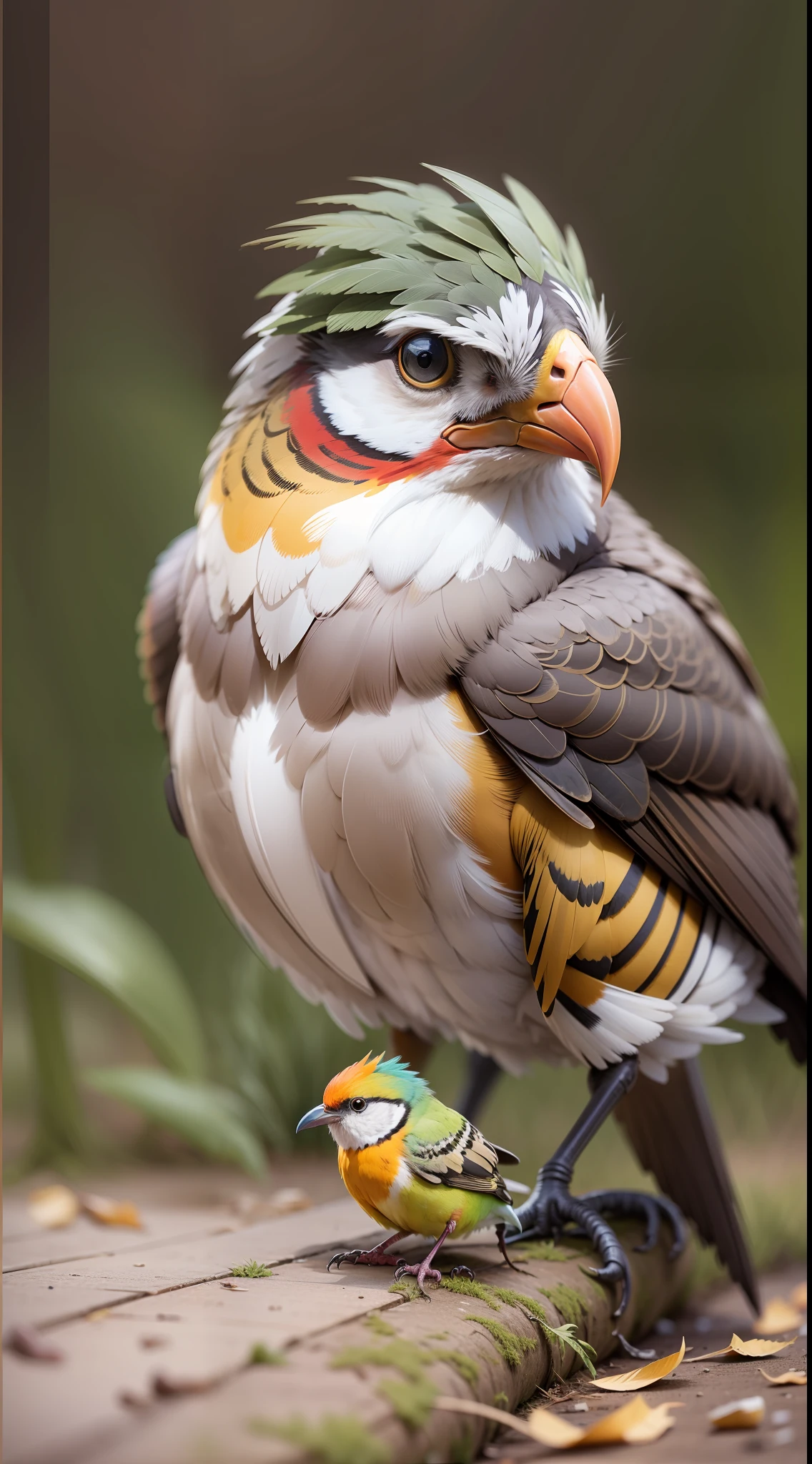 Bird sitting on the ground,mixed colors,mixed color bird, high quality,high resolution,