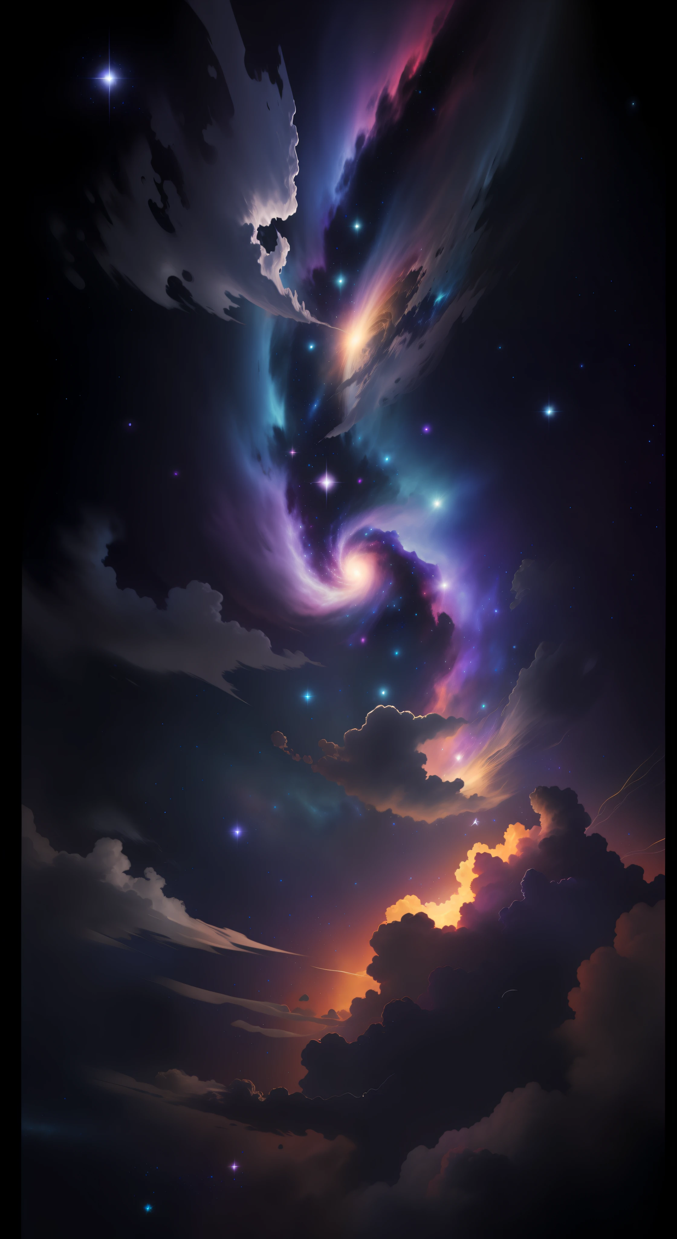Galaxy,colorfu,space,high quality,high resolution,dark night