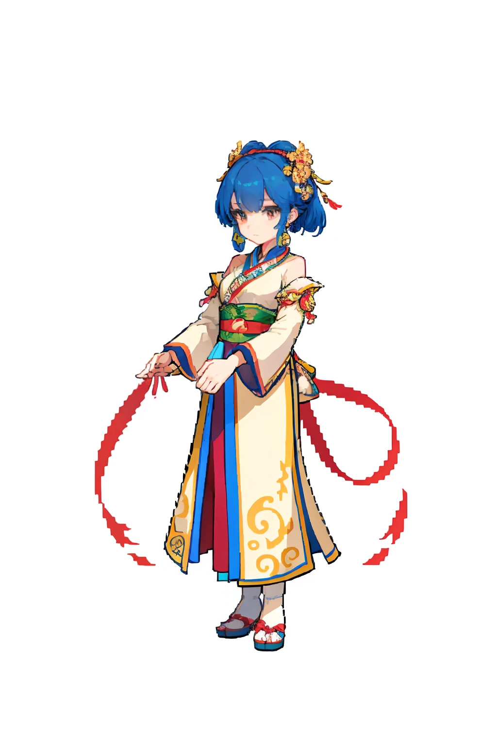 masterpiece, top quality, best quality), pixel,pixel art, 1 girl, fullbody, hanfu, chinese, Fei Tian Ji, best quality