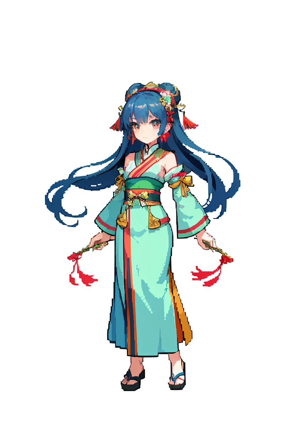 masterpiece, top quality, best quality), pixel,pixel art, 1 girl, fullbody, hanfu, chinese, Ling She Ji