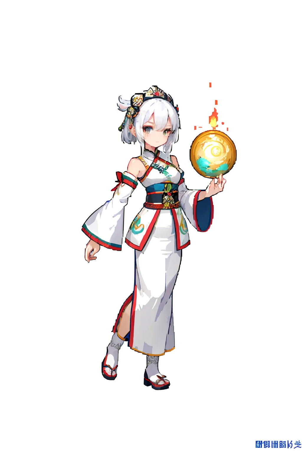 masterpiece, top quality, best quality), pixel,pixel art, 1 girl, fullbody, white hanfu, chinese, Wo Zhui Ji, white hair