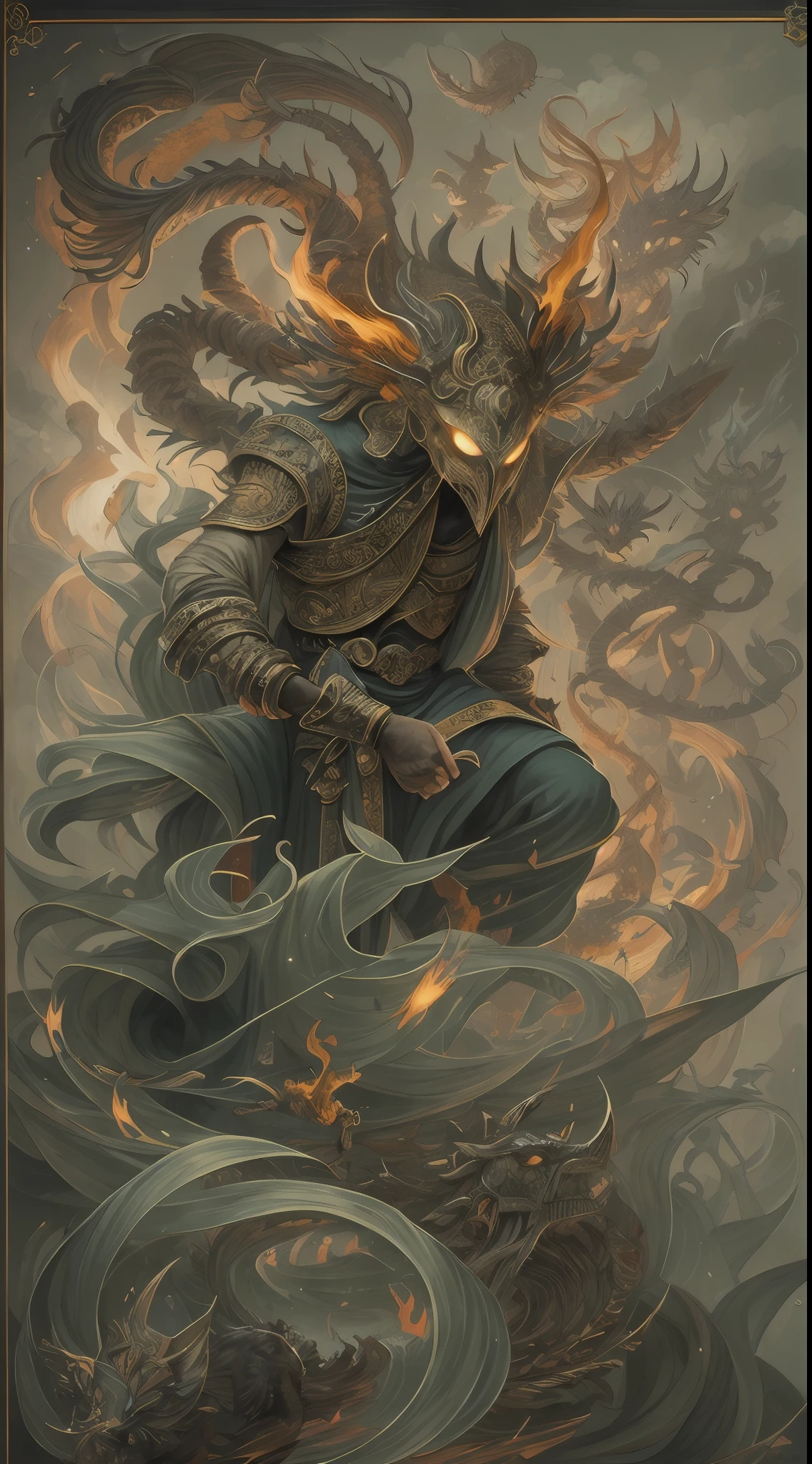 photore，sportrait，God floating on fire[The discovery of wormholes leads to a new world|The cursed prince must marry the Void]，[sci-fy：fanciful：0.6]cinmatic lighting，detailedbackground，at centre，Michael Bay style，insane detailed，k hd，concept-art，number art，with dynamism，（The most beautiful art in the world：1.2），（V0id3nergy：1.3），A man with a sword and a demon，beautiful male god of death，mohrbacher，Inspired by Shunkōsai Hokushu，In the artistic style of Morebach，asura from chinese myth，the god of chaos，Inspired by Ryūkōsai Jokei，Style Peter Molbach