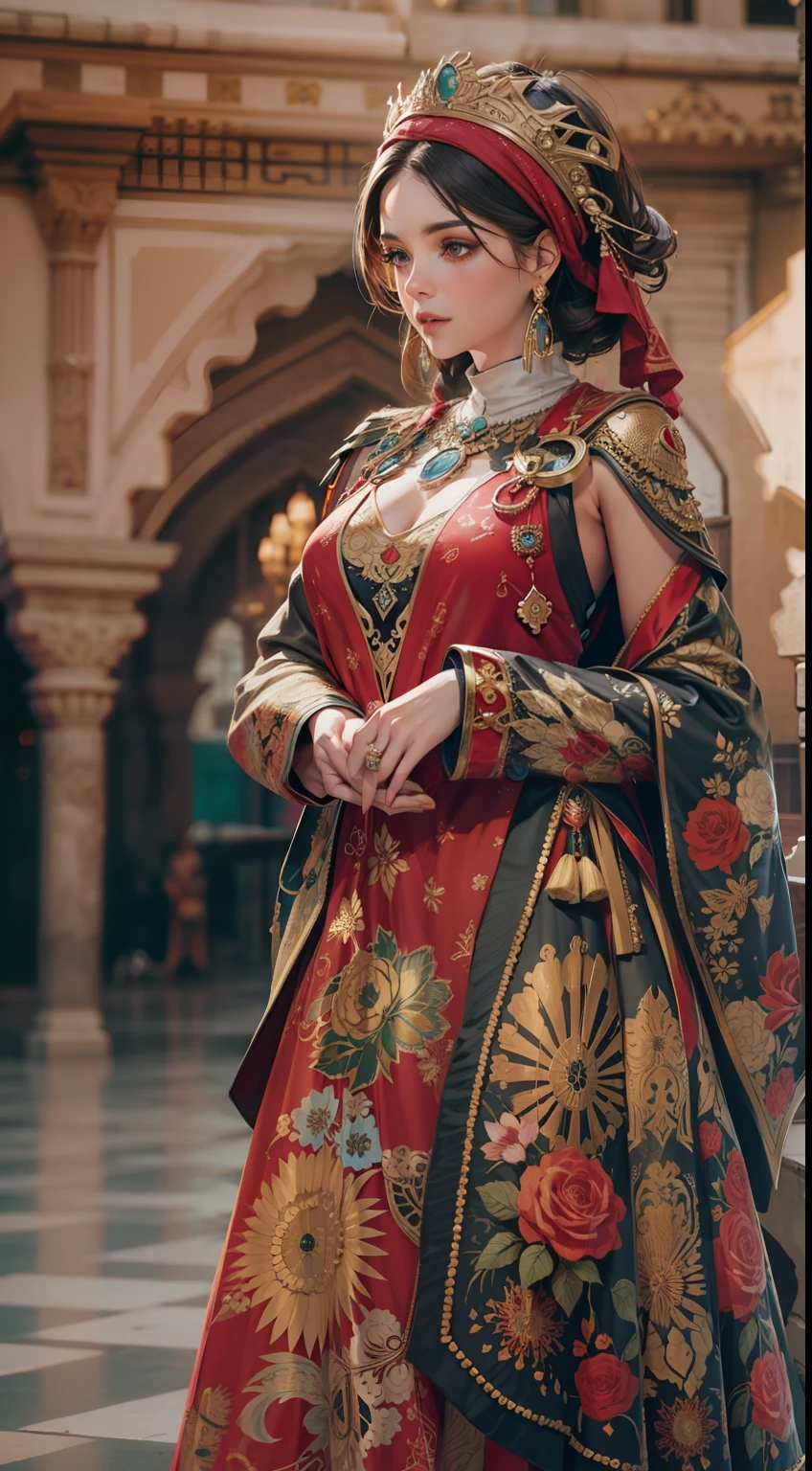 Beautiful woman in insanely intricate Turkish sultana Outfit