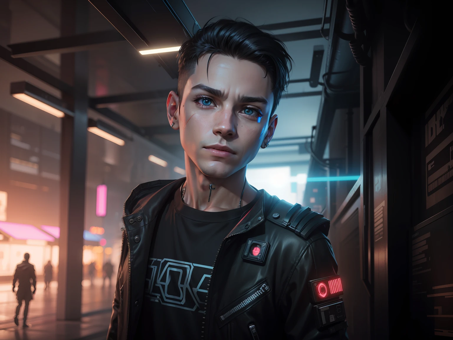 Change this background cyberpunk, realistic face,8k, ultra graphics, a boy
