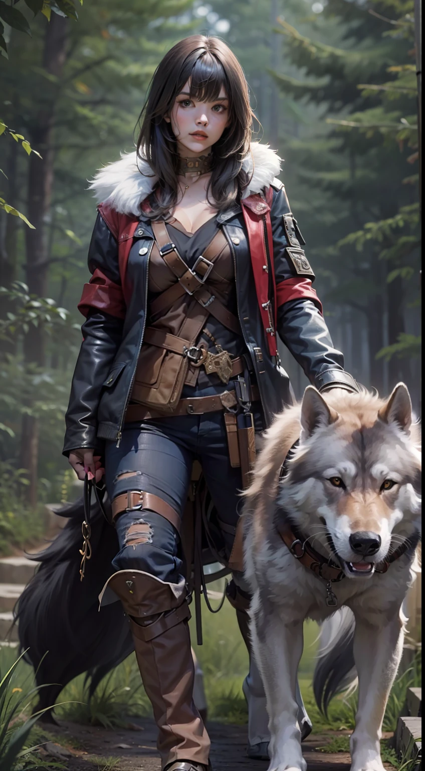 Beautiful woman in insanely intricate Werewolf hunter Outfit