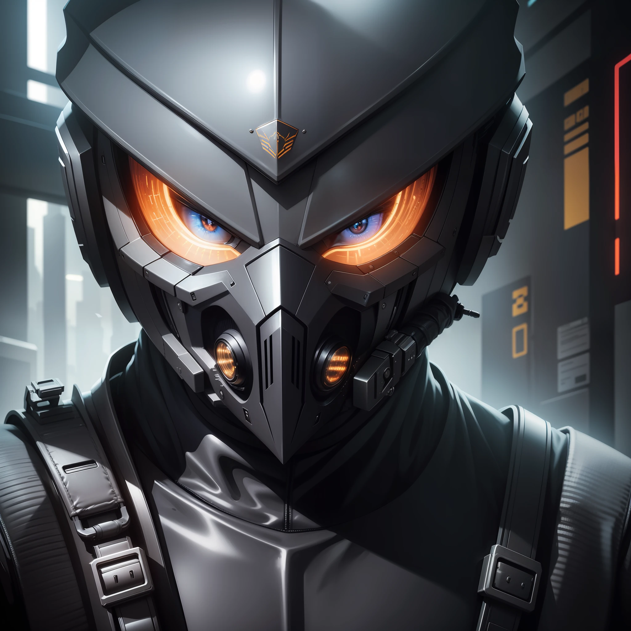 Obra prima, full hd,4k, cavaleiro.armadura preta, cyberpunk mask,8k, extremamente detalhado, capacete futurista,