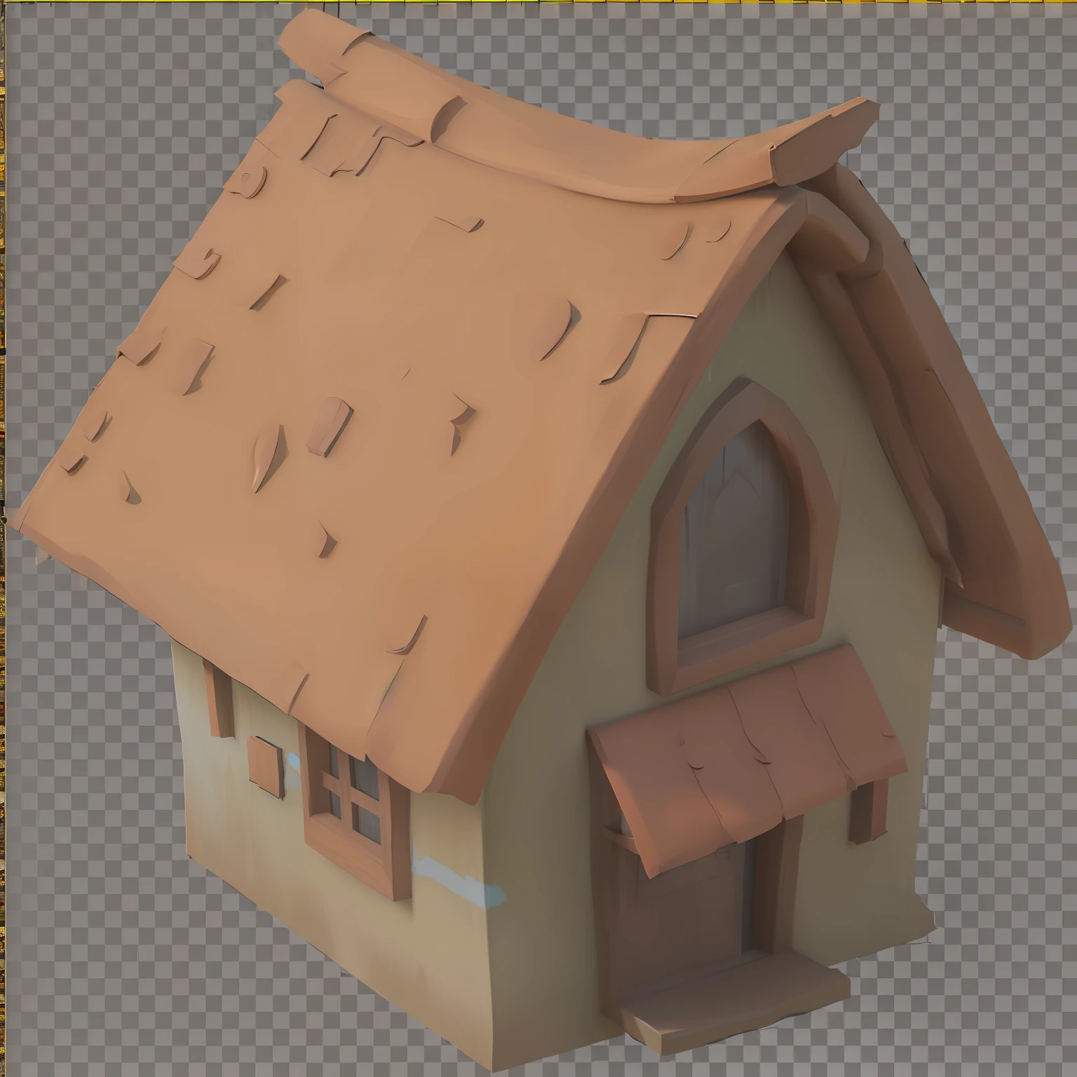 a close up of a small house with a brown roof, 3 d render stylized, stylized 3d render, stylized as a 3d render, game asset, stylized pbr, stylized shading, low - poly 3 d model, videogame asset, stylized 3 d, stylised hand painted textures, stylized cel shading, very flat shading