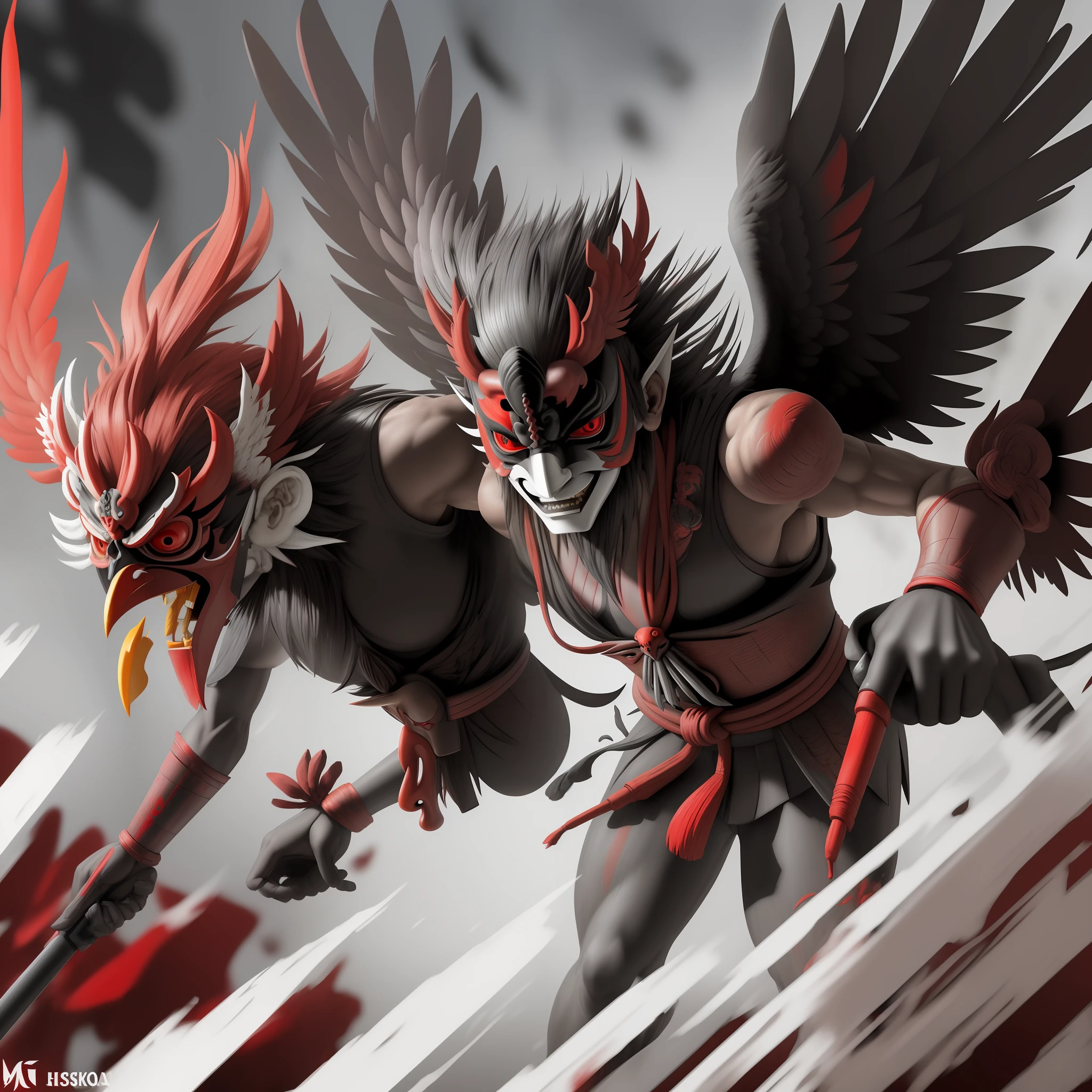 tengu mask, ultra realista, 8k, melhor qualidade, cores vivas