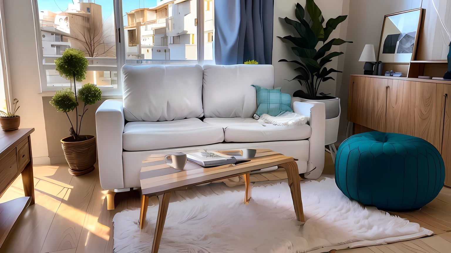 3 almohadones de pelo falso, desing, decoracion, moderno