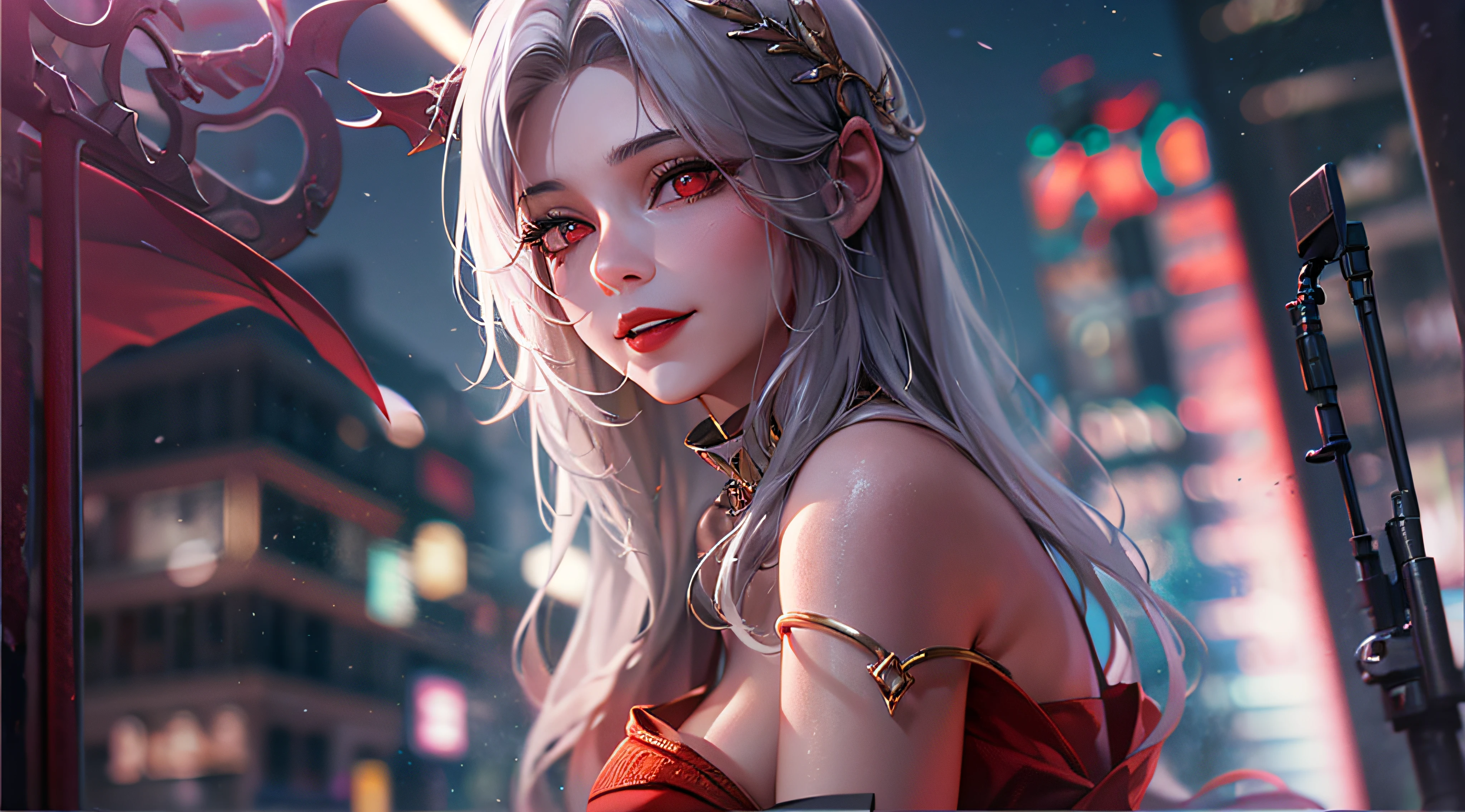 masutepiece, nightcity、streetlights、No clothes, Perfect nudity, Legs spread, SEX, random provocative poses, beastly pose, of the highest quality, High quality, Highly detailed CG Unity 8k wallpaper, Art Station, Digital Illustration, with an intricate, 動向, awardwinning photo, depth of fields, nffsw, chromatic abberation, Realism, Highly detailed, Art Station Trends, CGsociety Trends, with an intricate, high detailing, Dramatic, 8K, 16 K, of the highest quality, Photon mapping, Radio City, Photorealistic, Elaborate CG, physically-based renderingt, ultra realistic realistic textures, unreal enginee 5, motion angles, Cinematic lighting, Dramatic Lighting, Professional Lighting, Slender face Very detailed and expressive eyes, Shiny hair, High Texture、Detailed face and skin, highly detailed skin with pores, Perfect body line, Perfect bust line, exquisite collar bone, Perfect clavicle, Bewitching and mysterious oriental adult woman, Vampire, Red Lipstick, Red Eyes, Red Eye Shadow, Long gray hair with a glossy waist, sadistic smile,
extreme light and shadows, Dim lighting,