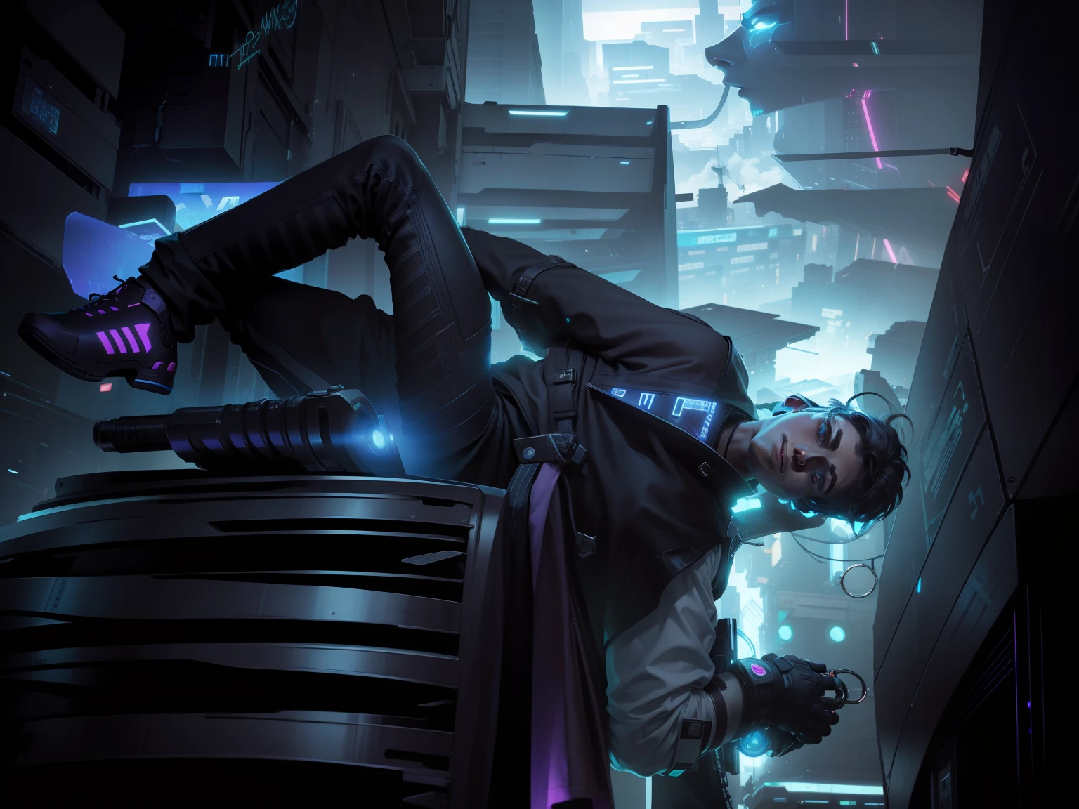 Change background Cyberpunk,8k Handsome guy