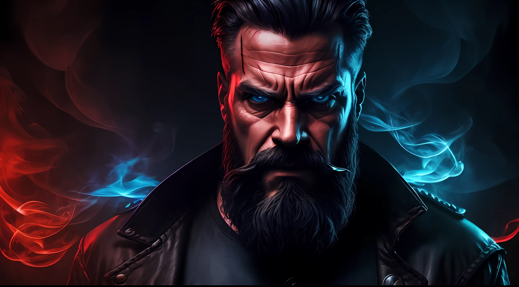 photo of a man with strong goatee celebrating, cinematic, epic, dark, contrast, realistic photo, cinematic photo, blue ray grab, classified color, red camera, hyper detailed, realistic photo, professional lighting, smoky, bright, grumpy, 35mm, chaos,