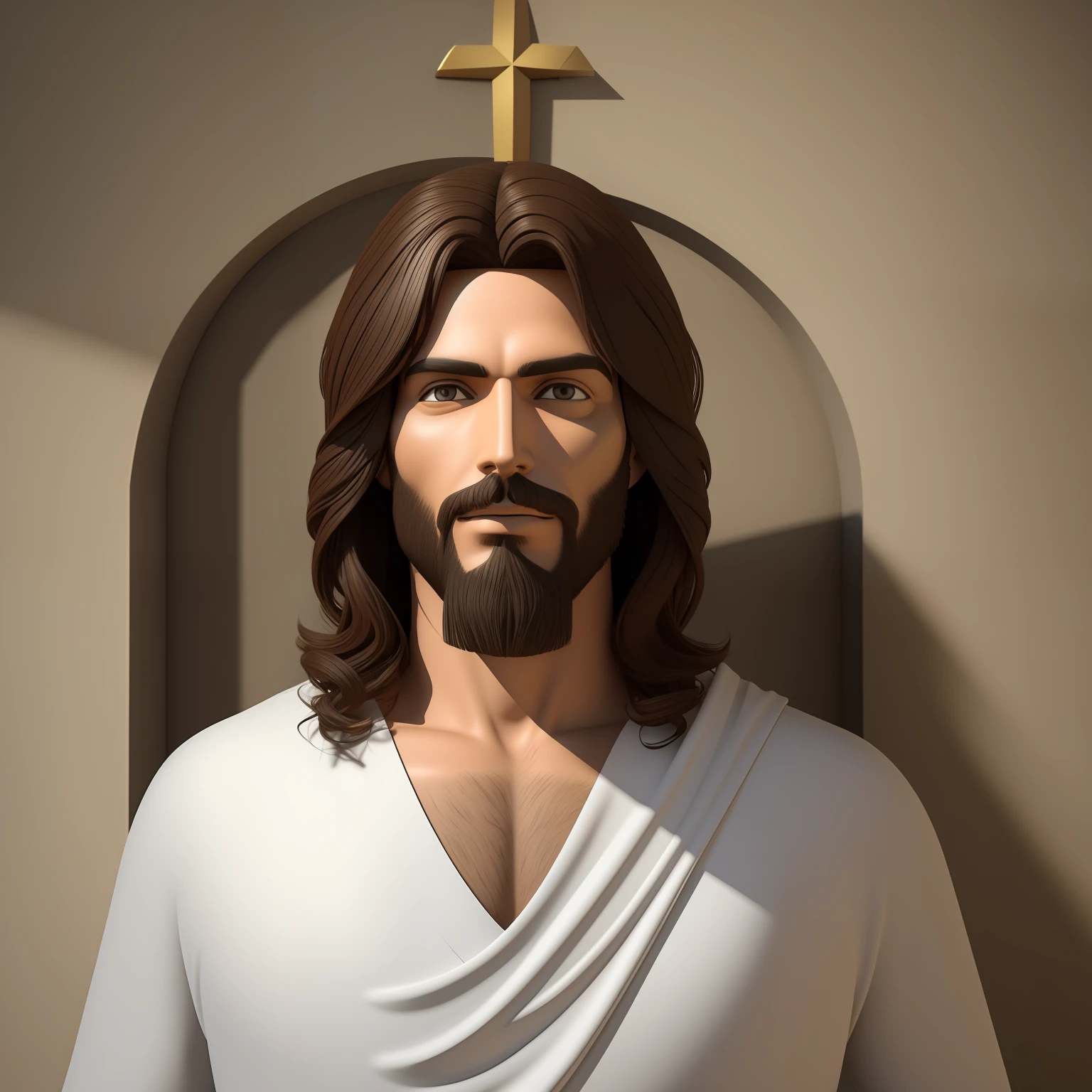 jesus, 3d, orando para pessoas de joelho em sua frente