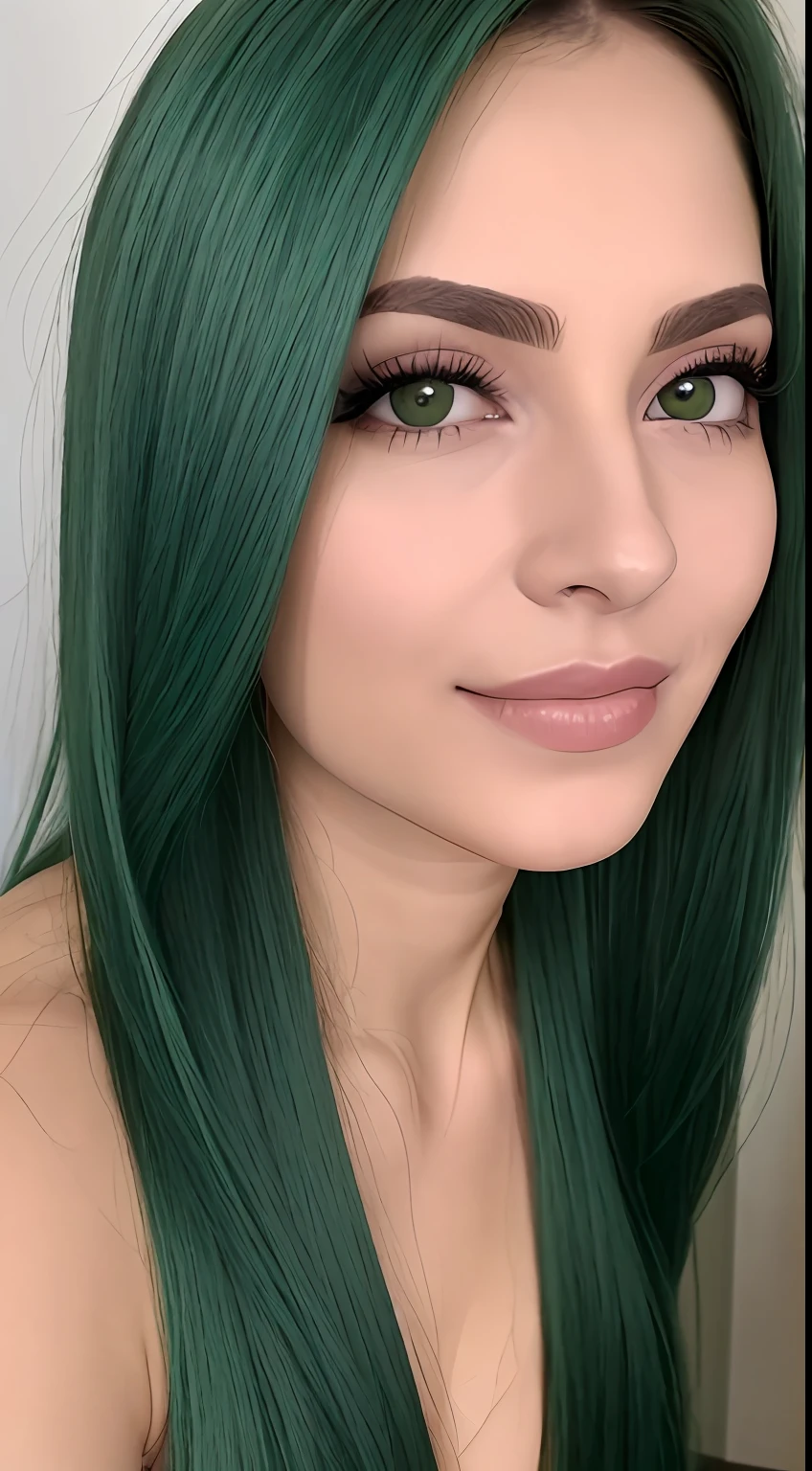 Garota cabelo branco, com olhos verdes,hiper realista,sem roupa