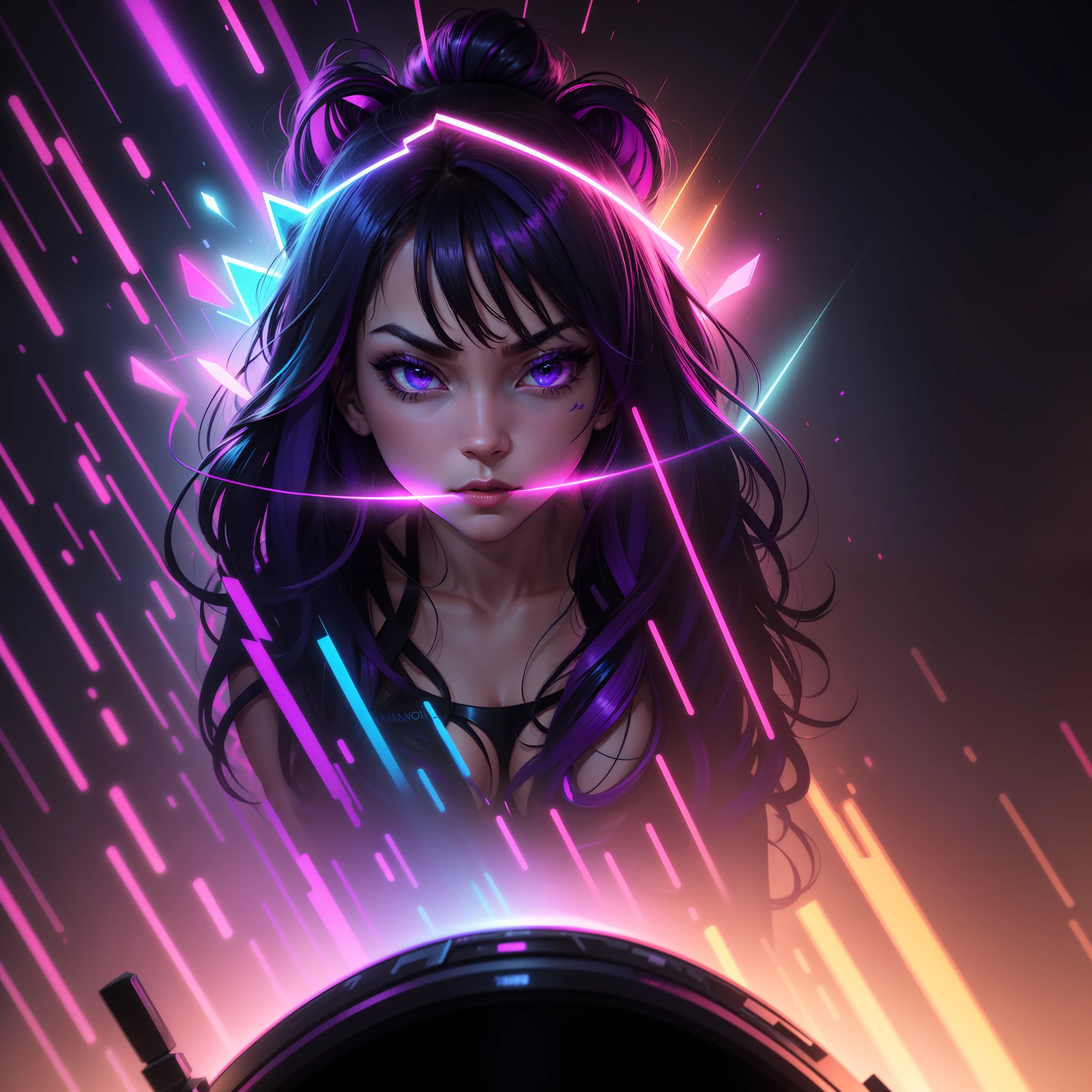 /imagine prompt: a twitch chat overlay, sparking, velvety, russian violet, royal blue, vibrant holographic gradient, vibrant colors, vantablack, red, neon pink, neon colors, neon orange, fuchsia colors, fluorescent colors, fiery colors, synthwave, neon lights, realistic art, adobe photoshop --niji --q 0.25