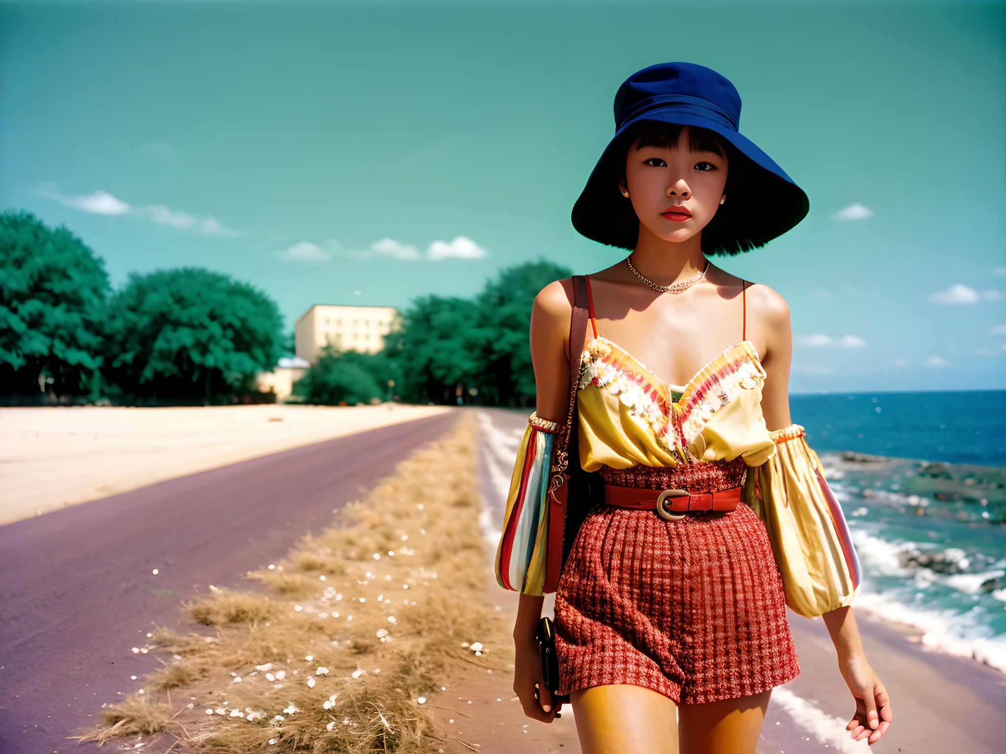 8k high quality, detailed, colorful analog photo, masterpiece, photorealistic, vibrant color film, masterclass, heavy (film grain), Fujicolor 400, Nikon F401