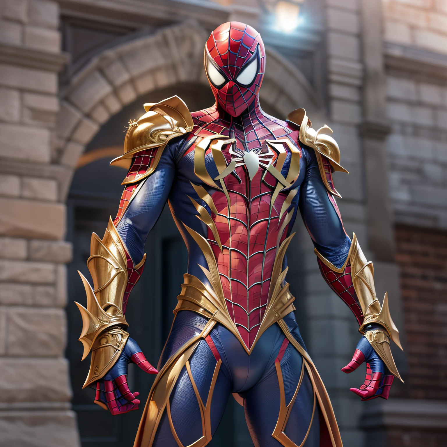 Spiderman in a virgo shaka armor, armored, shaka virgo, saint seya armor, luzes refletindo, hiper realista, hiper detalhado, melhor qualidade, qualidade superior, realista, detalhado, 8k, cinematic lighthing, greece scenary
