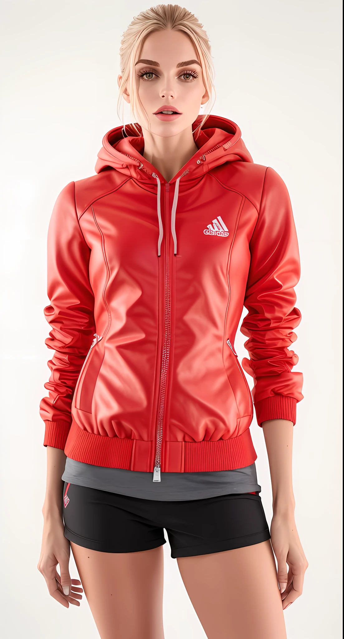 uma mulher de cabelos Brown de jaqueta vermelha e shorts pretos muito curto posando para uma Foto, usando um capuz escarlate, roupas esportivas vermelhas, delicioso, Capuz vermelho, usando um capuz vermelho, hot, roupas esportivas, Hoody, jaqueta vermelha legal, jaqueta vermelha, roupas esportivas, Ultra, stuning, vivid detail, vestindo jaqueta vermelha, encapuzado, Lina, F / 2 0, roupas esportivas FoFas