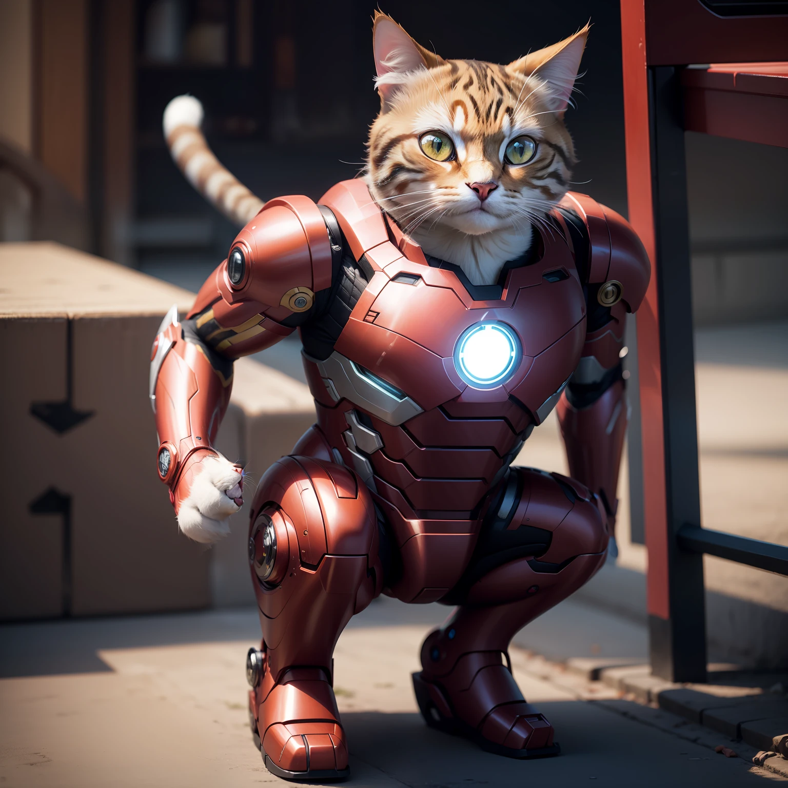 Cat in ironman 8k ultra realistic full body