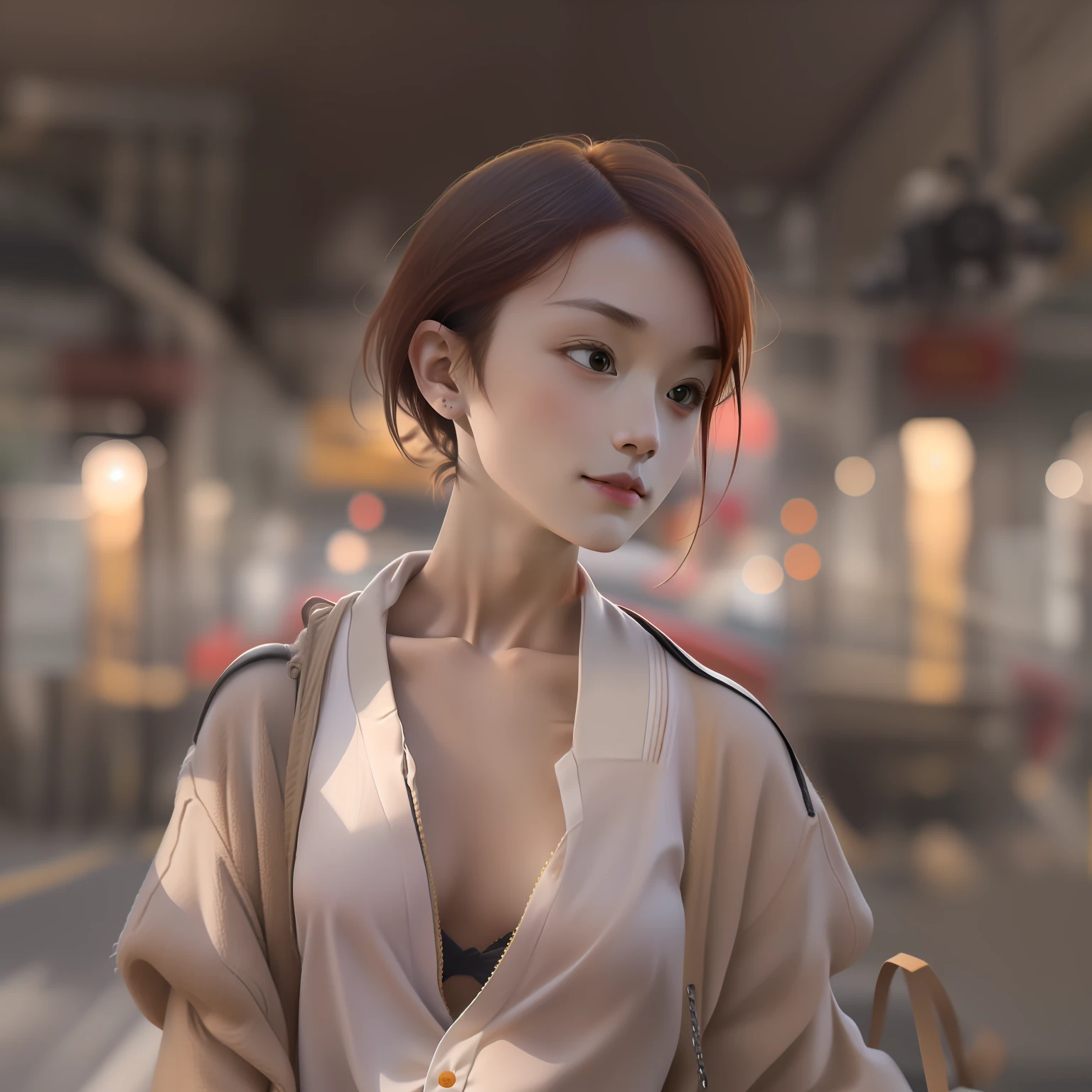 （（middlebreast，Tomboyish，small heads）），sunlights，rays of sunshine，（Well-defined abs：1.1），（perfect bodies：1.1），（Short wave hair：1.2），auburn hair，collars，chain，Full body photo，crowding street，wearing  cheongsam，Expose the bra，（极其细致的CG 8k壁纸），（Extremely refined and beautiful），（tmasterpiece），（best qualtiy：1.0），（超A high resolution：1.0），beautiful light up，perfect lightning bolt，realistic shaded，[A high resolution]，Delicate skin，ultra - detailed