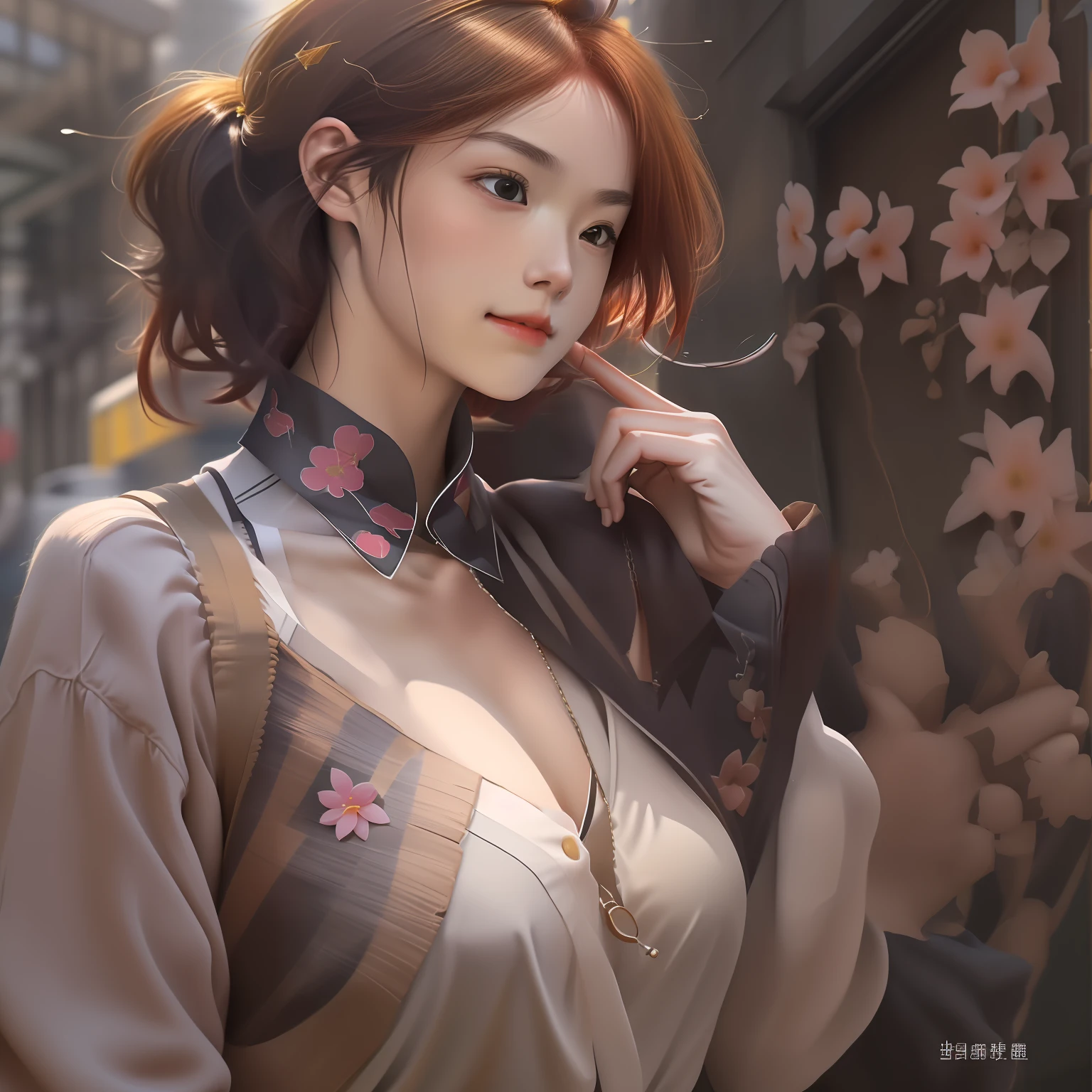 （（middlebreast，Tomboyish，small heads）），sunlights，rays of sunshine，（Well-defined abs：1.1），（perfect bodies：1.1），（Short wave hair：1.2），auburn hair，collars，chain，Full body photo，crowding street，wearing  cheongsam，Expose the bra，（极其细致的CG 8k壁纸），（Extremely refined and beautiful），（tmasterpiece），（best qualtiy：1.0），（超A high resolution：1.0），beautiful light up，perfect lightning bolt，realistic shaded，[A high resolution]，Delicate skin，ultra - detailed
