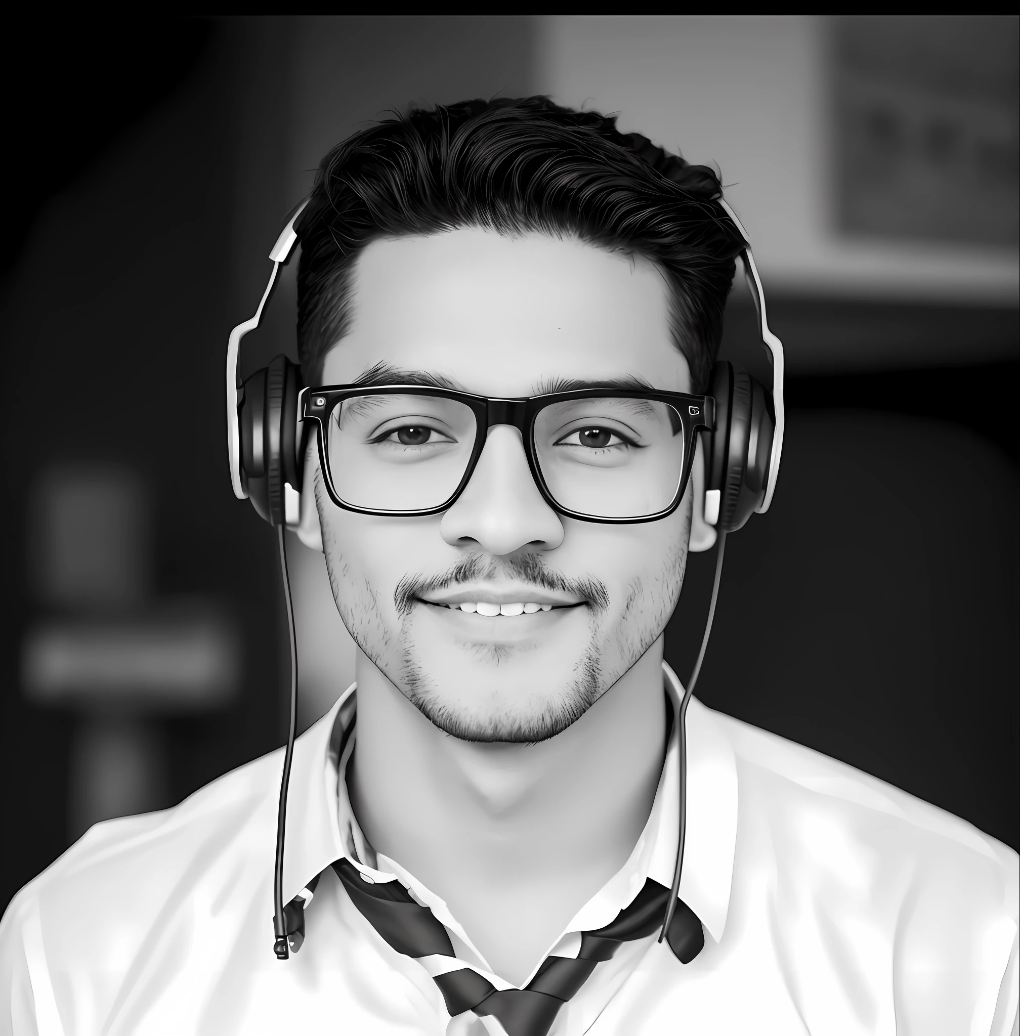 Man wearing glasses and tie with headphones, Streamer do Twitch / Jogador Ludwig, david rios ferreira, Carregado, andres rios, foto de perfil headshot, Directed by: Alejandro Obregon, Cristiano Orrillo, imagem de perfil, 🦑 design, Alex Yanes, inspired by João Artur da Silva, Directed by: Adam St. Peter's, foto de perfil