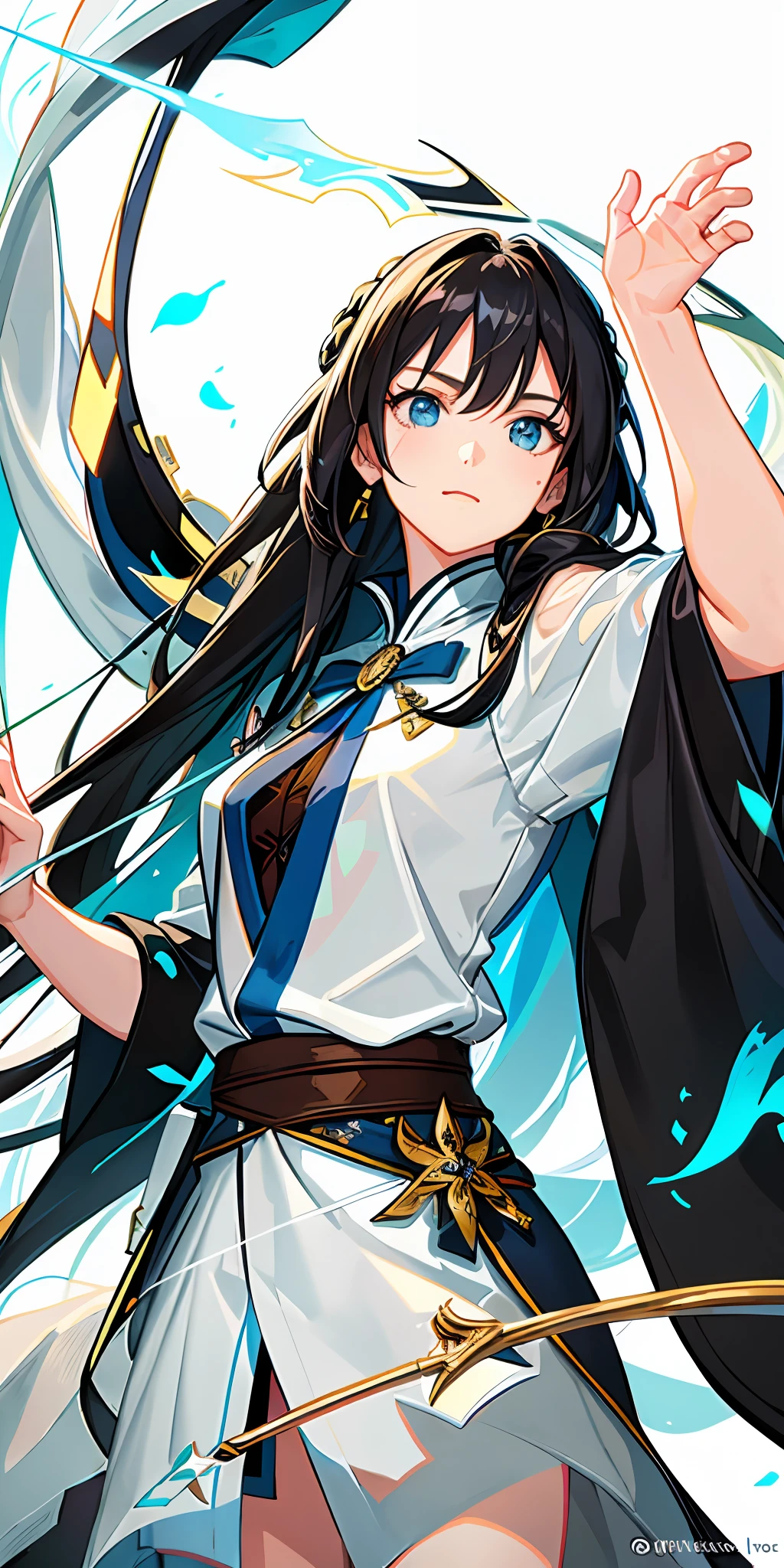 Space Planet White Robe Black Long Hair Male Sword Holding Antique
