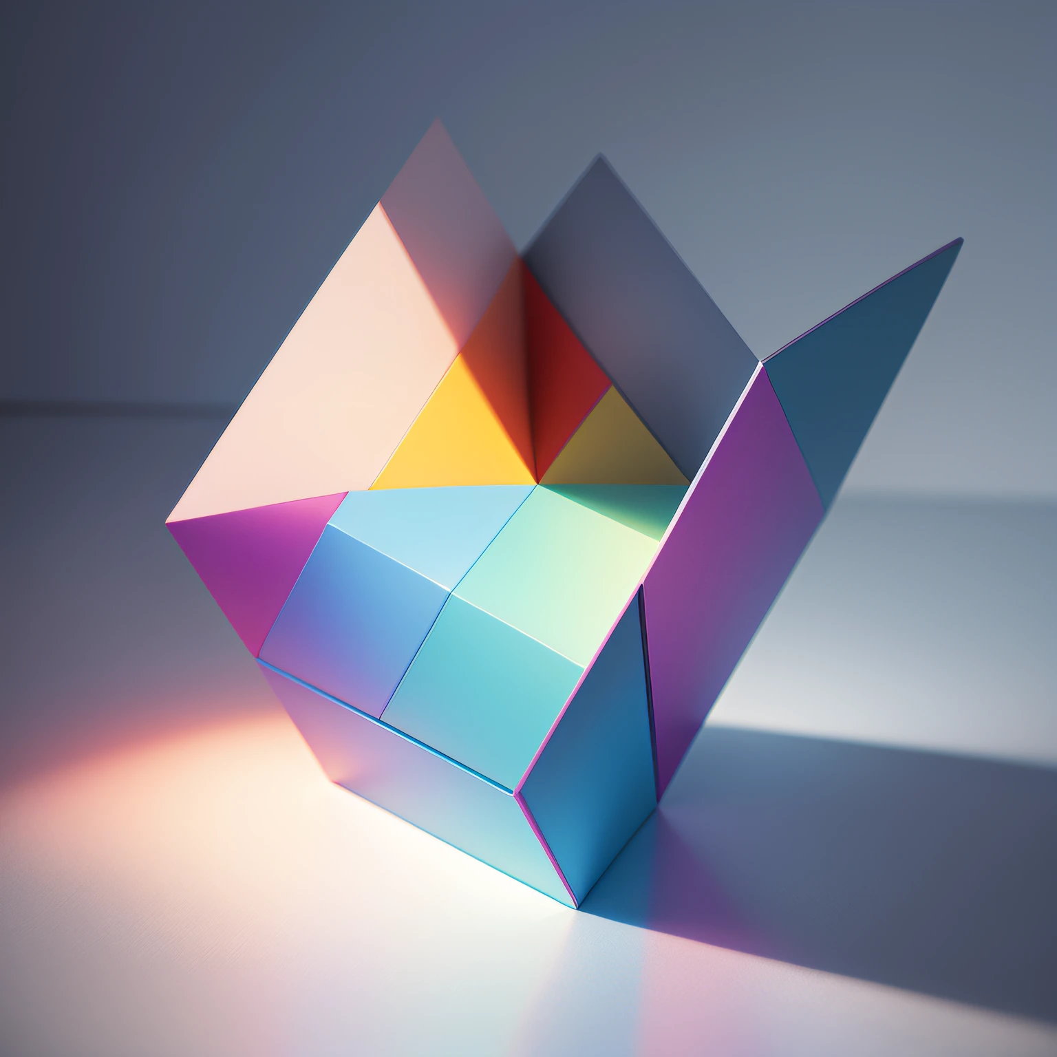 wallpaper of modern geometric elements representing calm and piece, smooth colors, rainbow colors