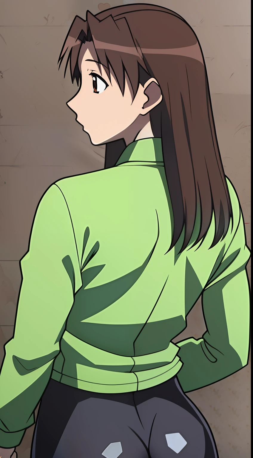 Koyomi mizuhara, brown hair, long hair,large breasts, Long sleeved shirt, biker shorts, Tight high cut red underwear, back of view, Wallpaper, ass check view, chikan, ass grab Stealth, raped
