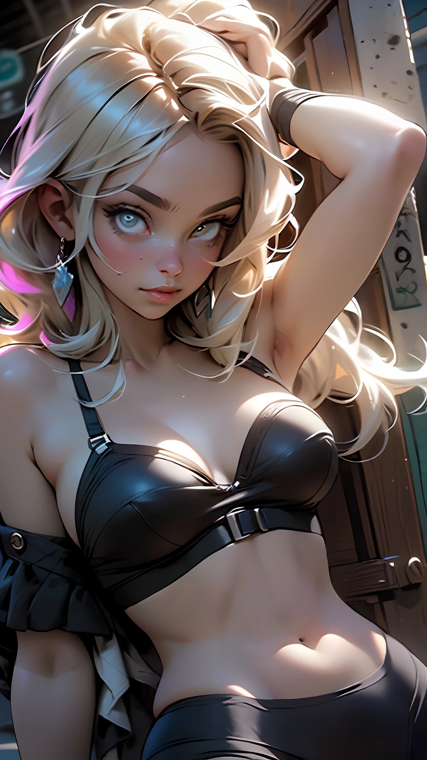 ((lifelike lighting, Melhor qualidade, 8K, Obra-prima: 1.3)), Foco claro: 1.2, 1girl, Beleza corporal perfeita: 1.4, Abdominais finos: 1.1, ((Cabelos castanhos escuros, Seios grandes: 1.3)), (Usando calcinha de renda vermelhas ultrafinas: 1.4, meias cinzas: 1.2,), (Ao ar livre, noite: 1.1), Ruas da cidade, Rosto super fino, olhos finos, 二重まぶた, hands on her head