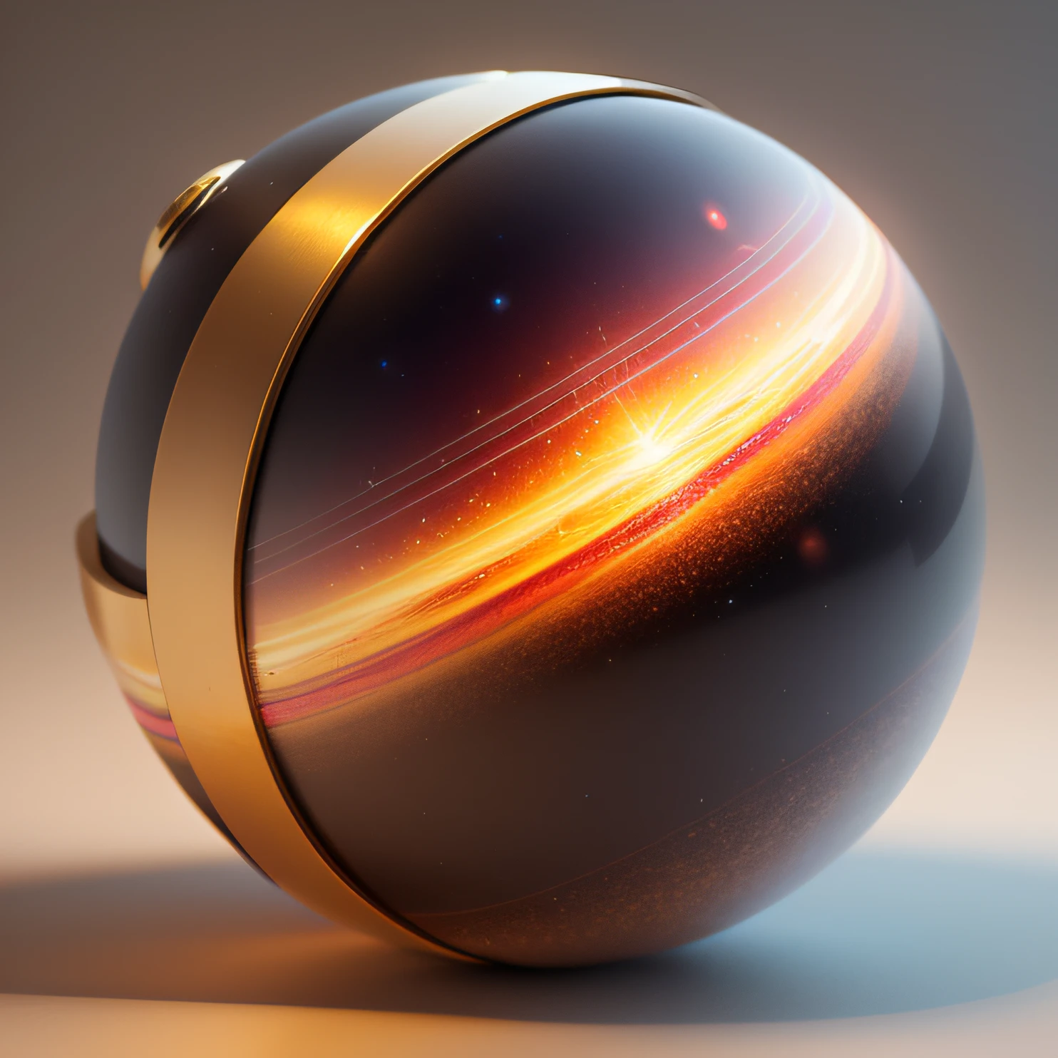 Spherical icon,3D,Rendering,solid,Rainbow colors,brightly,Multiple color patches,brightly colored,The sphere has a golden ring