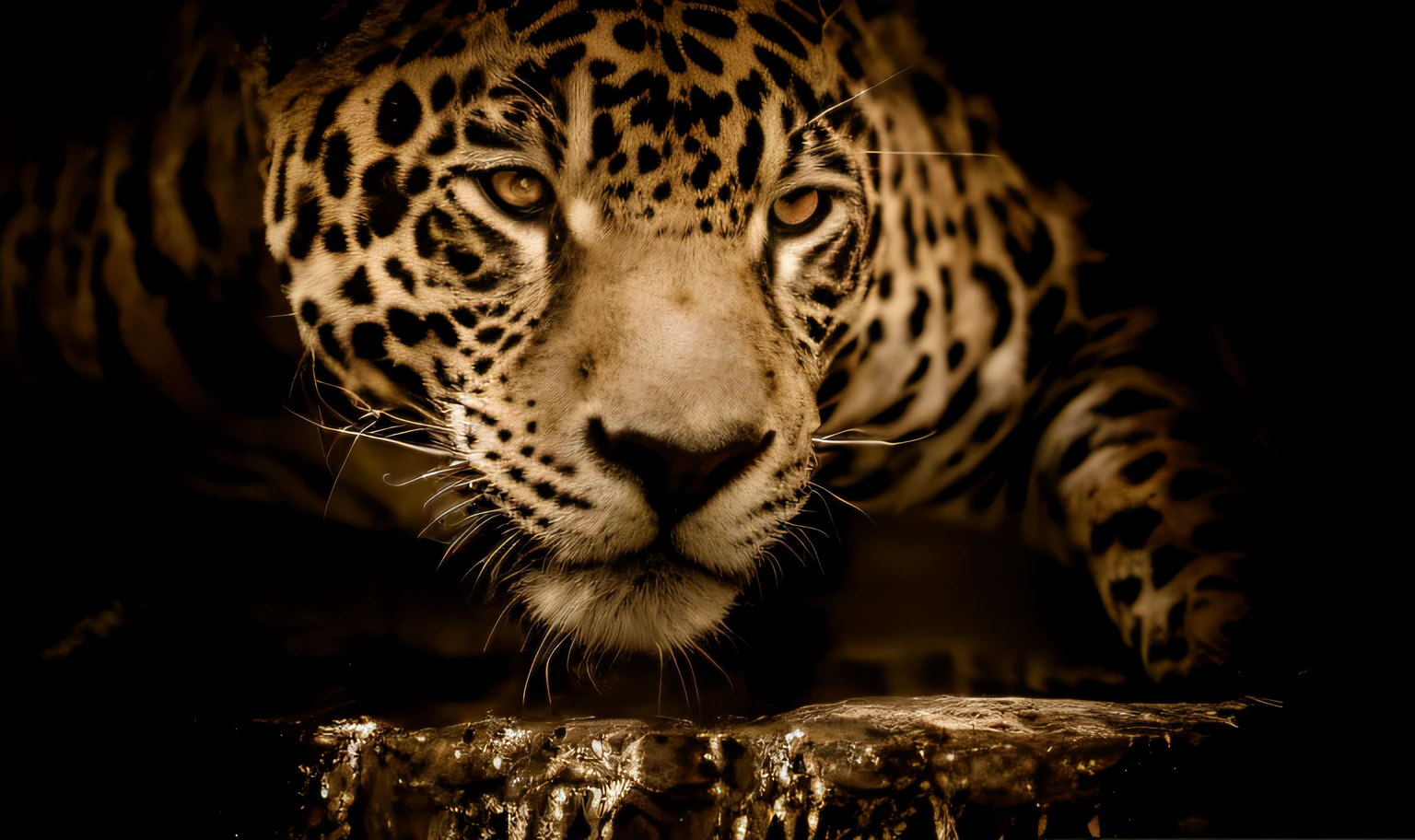 Araffe looking at the camera with a black background, olhos amarelos brilhantes, Jaguar, fierce expression 4k, Directed by: Niklaus Manuel, bem focado, olhar focado, Olhos de gato grande, olhos muito brilhantes, fierce expression, olhar sedutor, Directed by: Daniel Seghers, retrato", foto de retrato, closeup 4k, foto focada, olhos ferozes, Olhando, nitidamente focado, Directed by: Matthias Weischer, olhar curioso