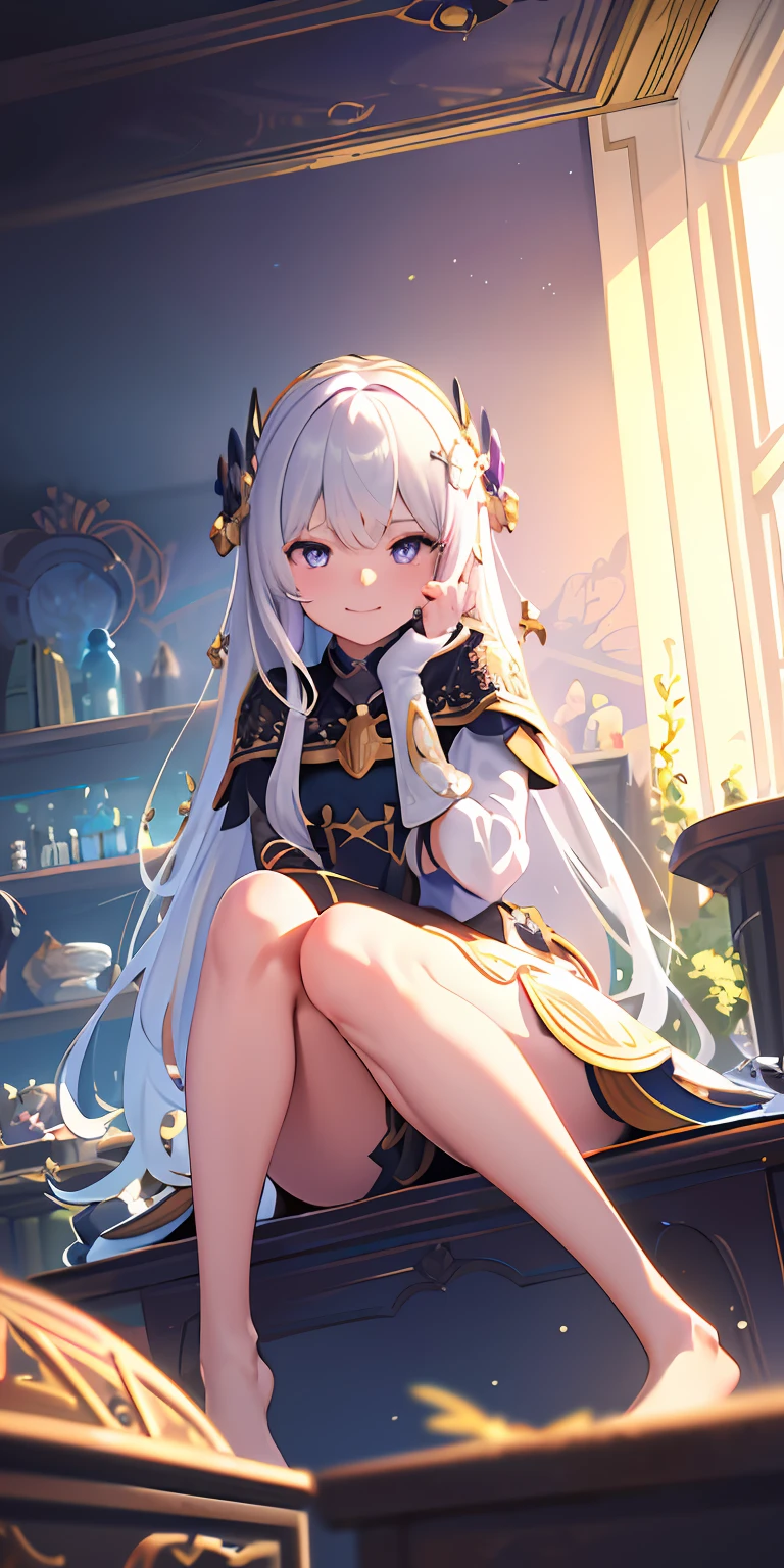 [(Transparent background:1.5)::5],(((Masterpiece))),(((Best quality))),(((Extremely detailed))),illustration, 1girll,Solo,mysterious,vivd colour,Shiny, Underwater transparent sealed hemispherical glass dome, (White hair),(Purple eyes), full bodyesbian,Barefoot,Long hair tranquility nature, Koi,Underwater, Dome,Close up,Dynamic actions,Lens perspective,(((Box composition))),sitting cross-legged，Leaning against the bookshelf, voluminetric lighting, multi colored eyes, Detailed eyes, ultra - detailed,Light smile, Highly detailed, Beautiful, small detailed, Ultra detailed, Best quality, Intricate, 4K, 8K, trending on artstationh, Good anatomy, Beautiful lighting, Award-winning,