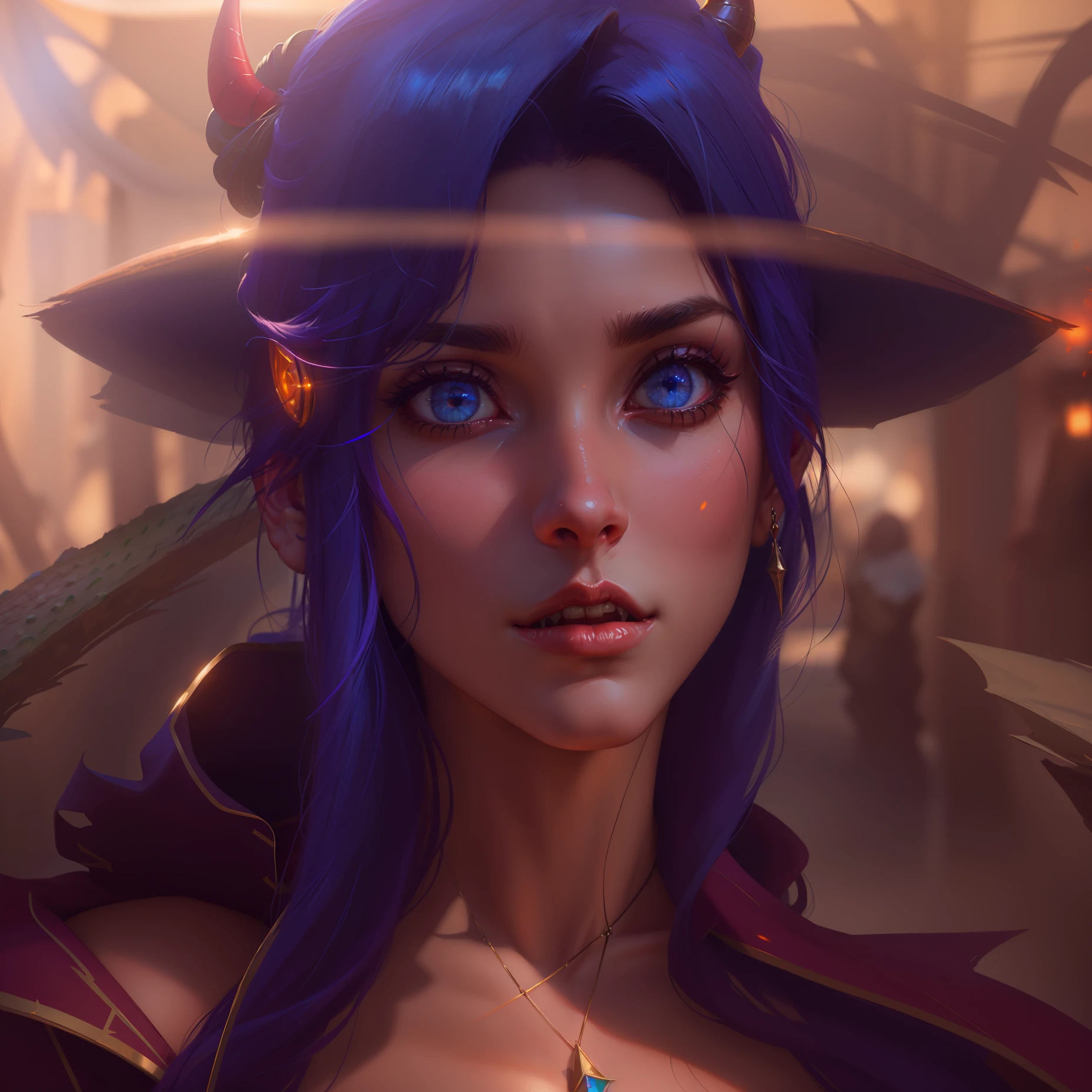 Highly detailed RAW color Photo, beautiful young girl, from behind, (wide hips), (detailed skin), (detailed lips), (detailed eyes), (devil:1.4), (cactus:1.1), (Sci-Fi setting) (detailed face), (curvy), detailed eyes, chromatic aberration, depth of field, soft lighting, masterpiece, best quality, intricate, (lens flare:0.7), (bloom:0.7), particle effects, raytracing, tone mapped, highly detailed, concept art, smooth, sharp focus, dramatic lighting, highly detailed artwork, cinematic, hyper realistic painting, trending on Artstation, 8K, incredible shadows, realistic, (highly detailed background:1.2), art by m com olhos vermelhos ,e idjourney com o meu rosto