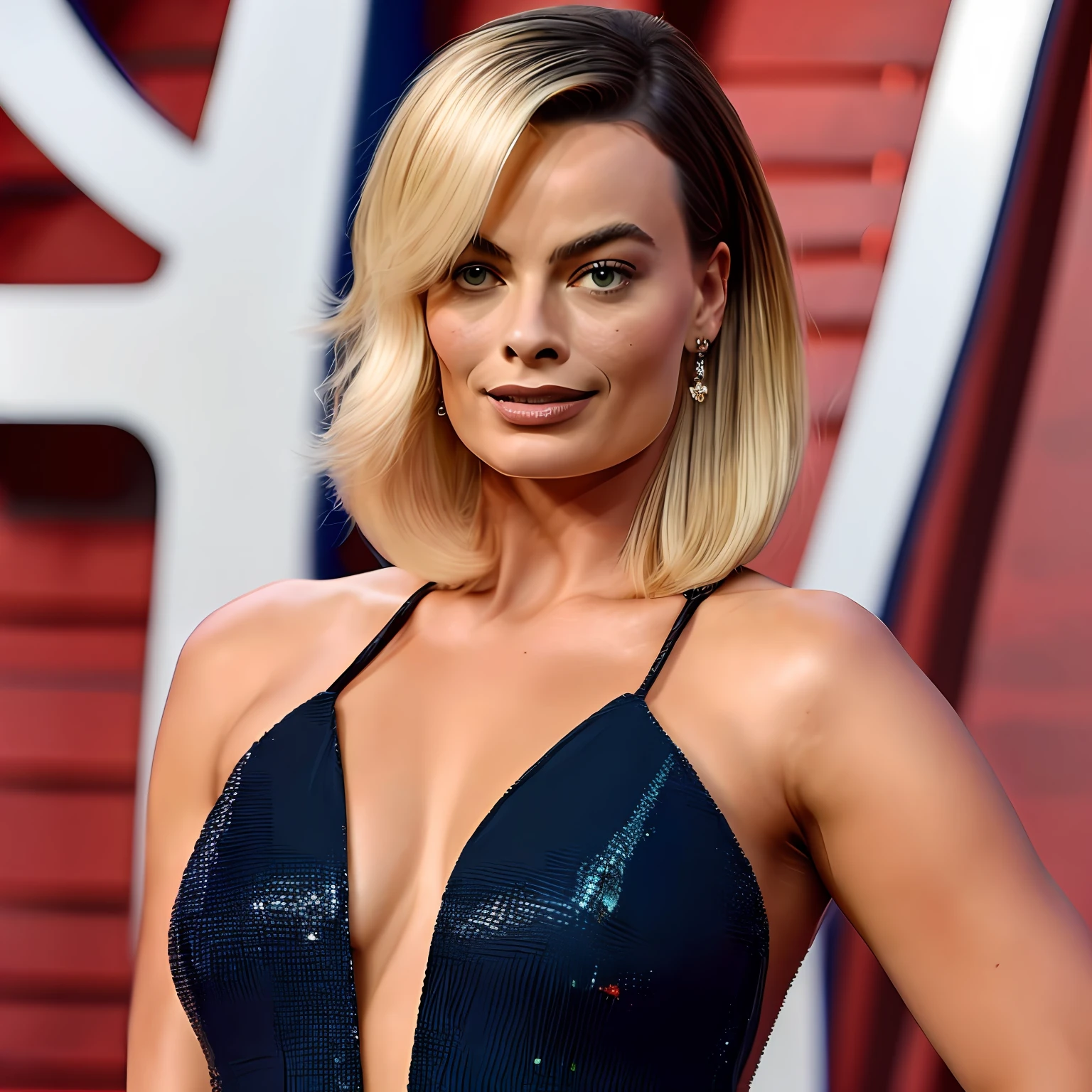 Mulher, sexy, roupa, margot robbie, peitos grandes, com as pernas abertas, e cabelo baguncado