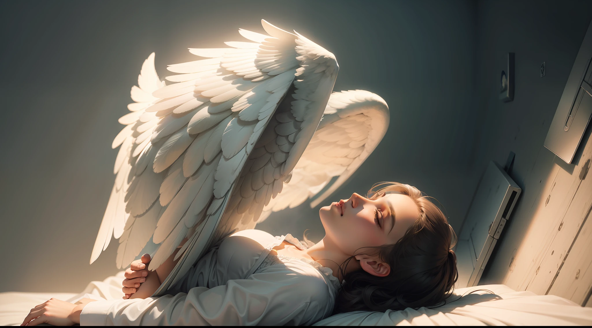 A heavenly angel visits a person on the verge of death, bringing comfort and peace in your last moments.