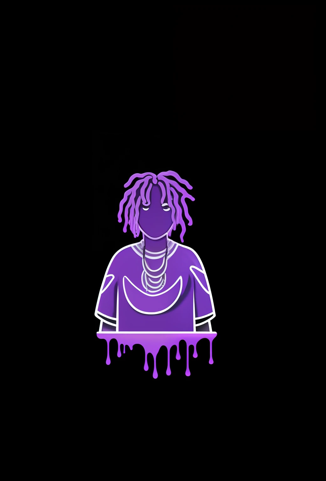 a purple neon sign of a woman with dreadlocks and a necklace, Drippy, Lil Uzi Verde, toxic drips, arte limpa, Trippie assustado, contorno neon, chefe keef, album art young thug, pingou, Pinga, gotejamento de tinta neon, roxo bebeu, epic art style, luz negra, gotejar, Jovem bandido, 2d illustration