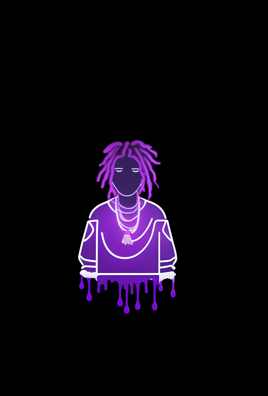 a purple neon sign of a woman with dreadlocks and a necklace, Drippy, Lil Uzi Verde, toxic drips, arte limpa, Trippie assustado, contorno neon, chefe keef, album art young thug, pingou, pinga, gotejamento de tinta neon, roxo bebeu, epic art style, luz negra, gotejar, Jovem bandido, 2d illustration