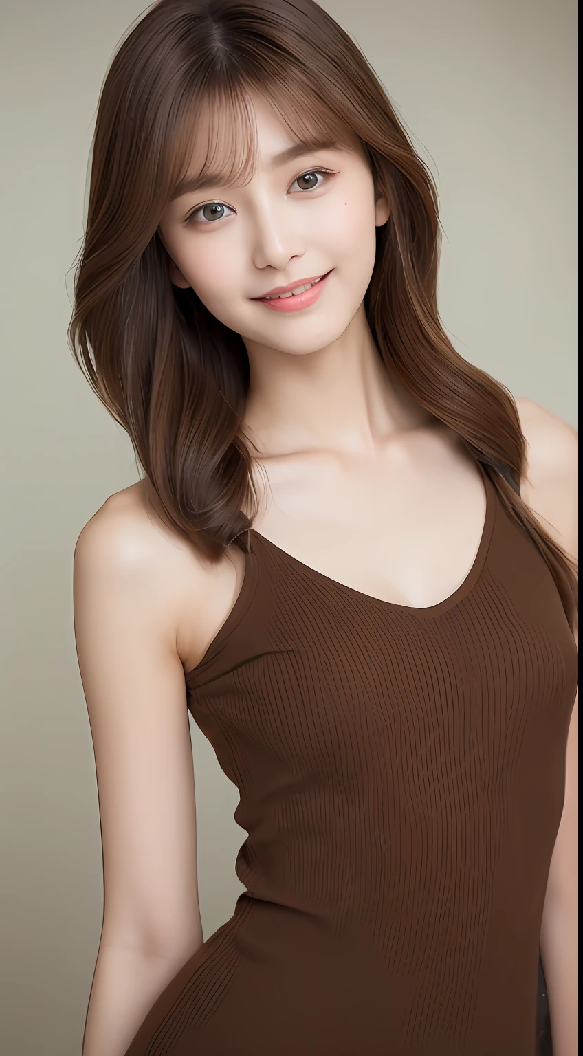 ((Best Quality, 8K, Masterpiece: 1.3)), 1 Girl, Slim Abs Beauty: 1.3, (Hairstyle Brown Hair Shortcut, Big: 1.2), Dress: 1.1, Super Slender Face, Delicate Eyes, Double Eyelids, Smile, Home, Raw Photo