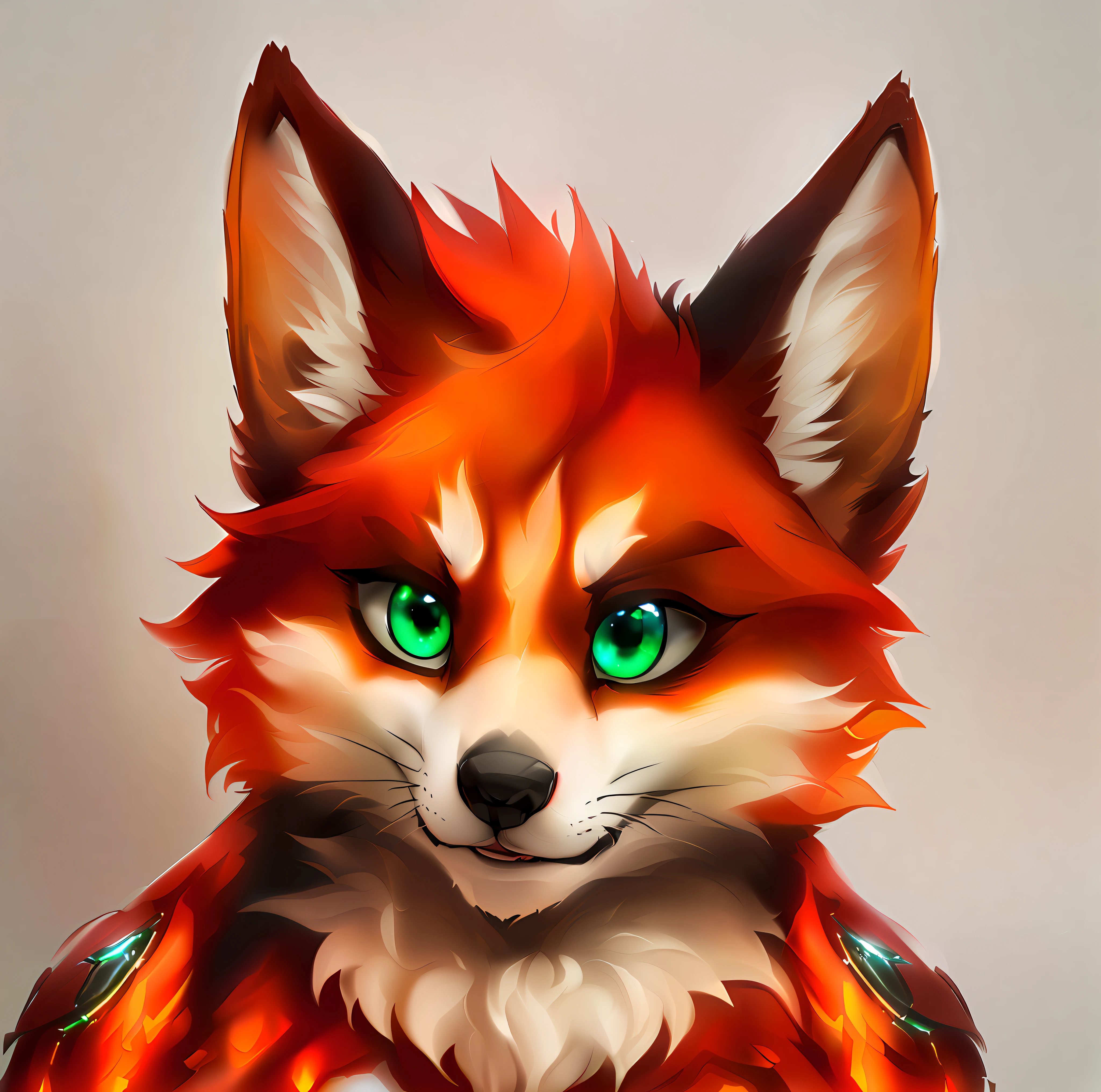 There is a red fox with green eyes and a red jacket, portrait of an antro fox, furry character portrait, furson art, very beautiful furry art, anthropomorphic fox, antro portrait, furry art!, furry fantasy art, fursan furry art commission, an anthropomorphic fox