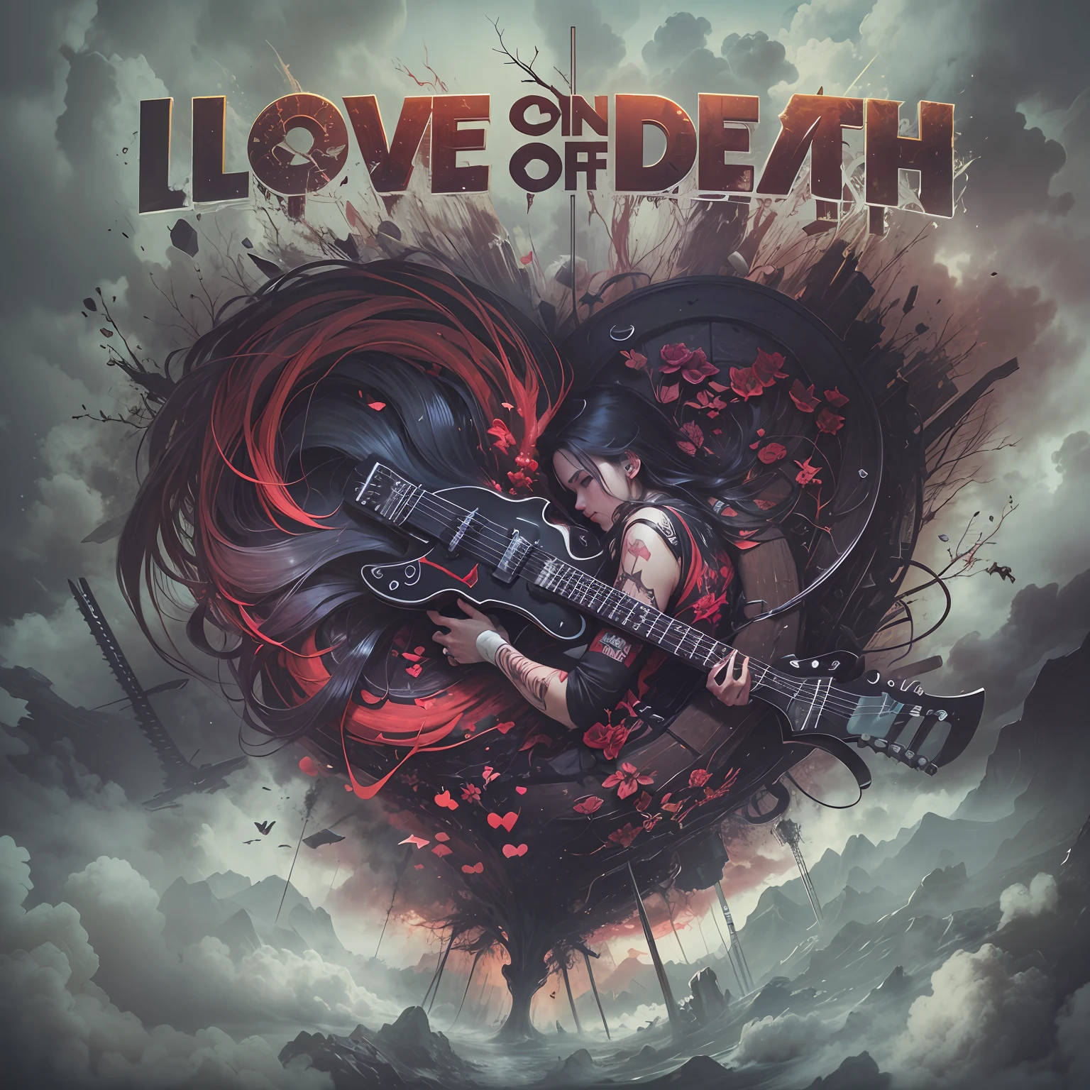Melodic Nu-Metalcore album cover (text: love or death?!)
