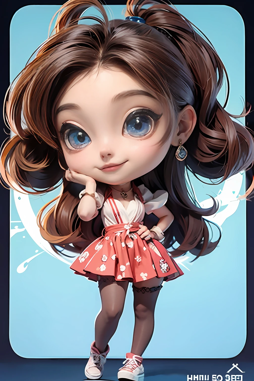 Mulher bonita, cabelo loiro grande comdesenhista, chibi