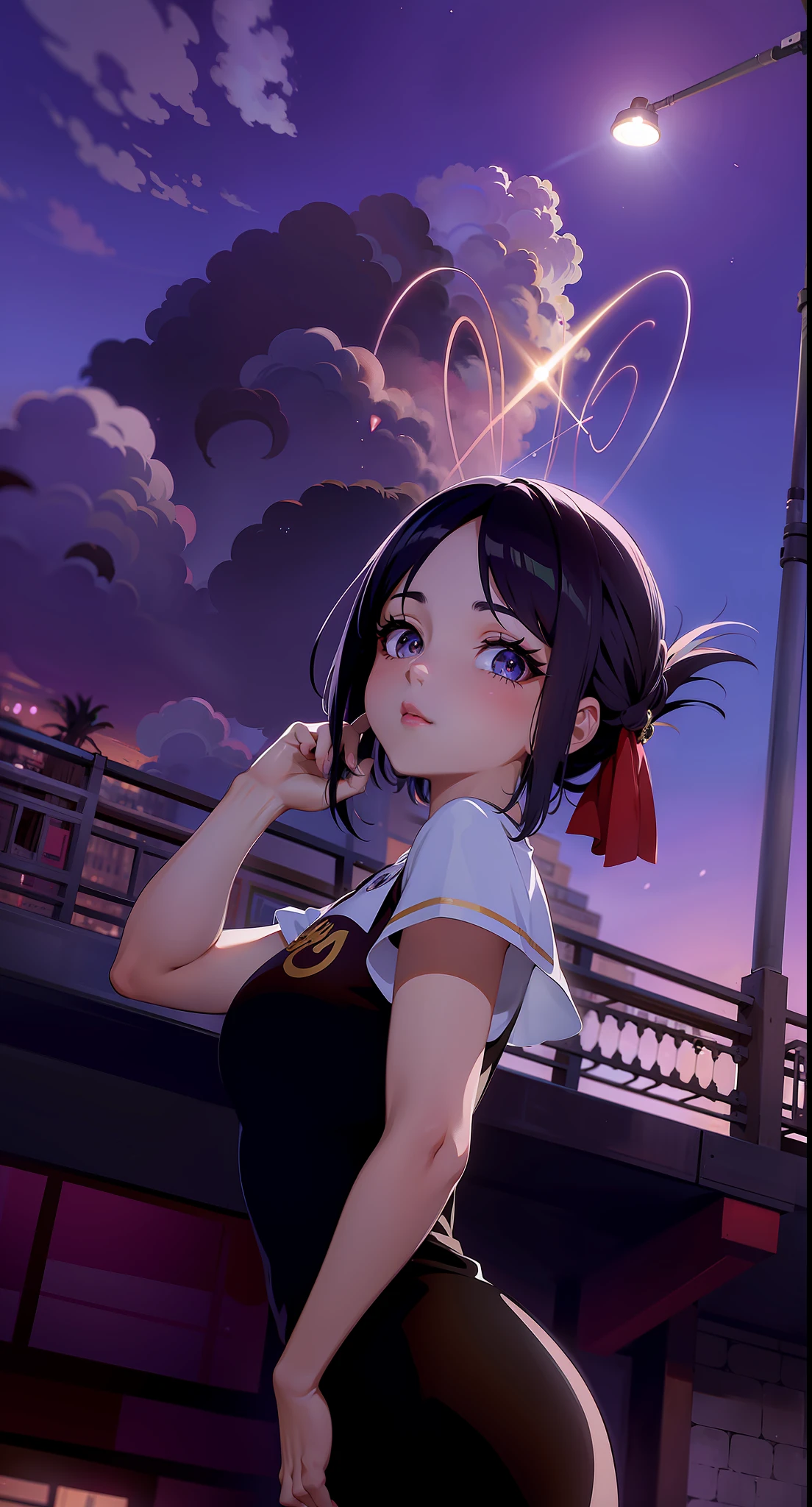 Menina anime com orelhas de coelho e uma camisa branca em, anime vibes, com olhos vermelhos brilhantes, Estilo anime misturado com Fujifilm, Paisagem de Ilya Kuvshinov, Illya Kuvshinov, estilo anime 4K, Ilya Kuvshinov. 4 mil, anime aesthetic, estilo anime. 8k, Kuvshinov Ilya, com olhos vermelhos brilhantes, melhor qualidade