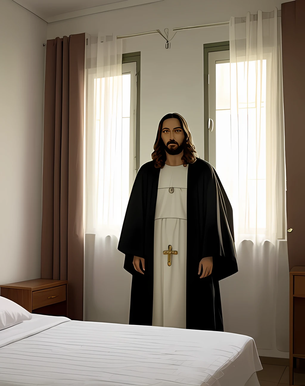 Jesus orando em silencio no quarto