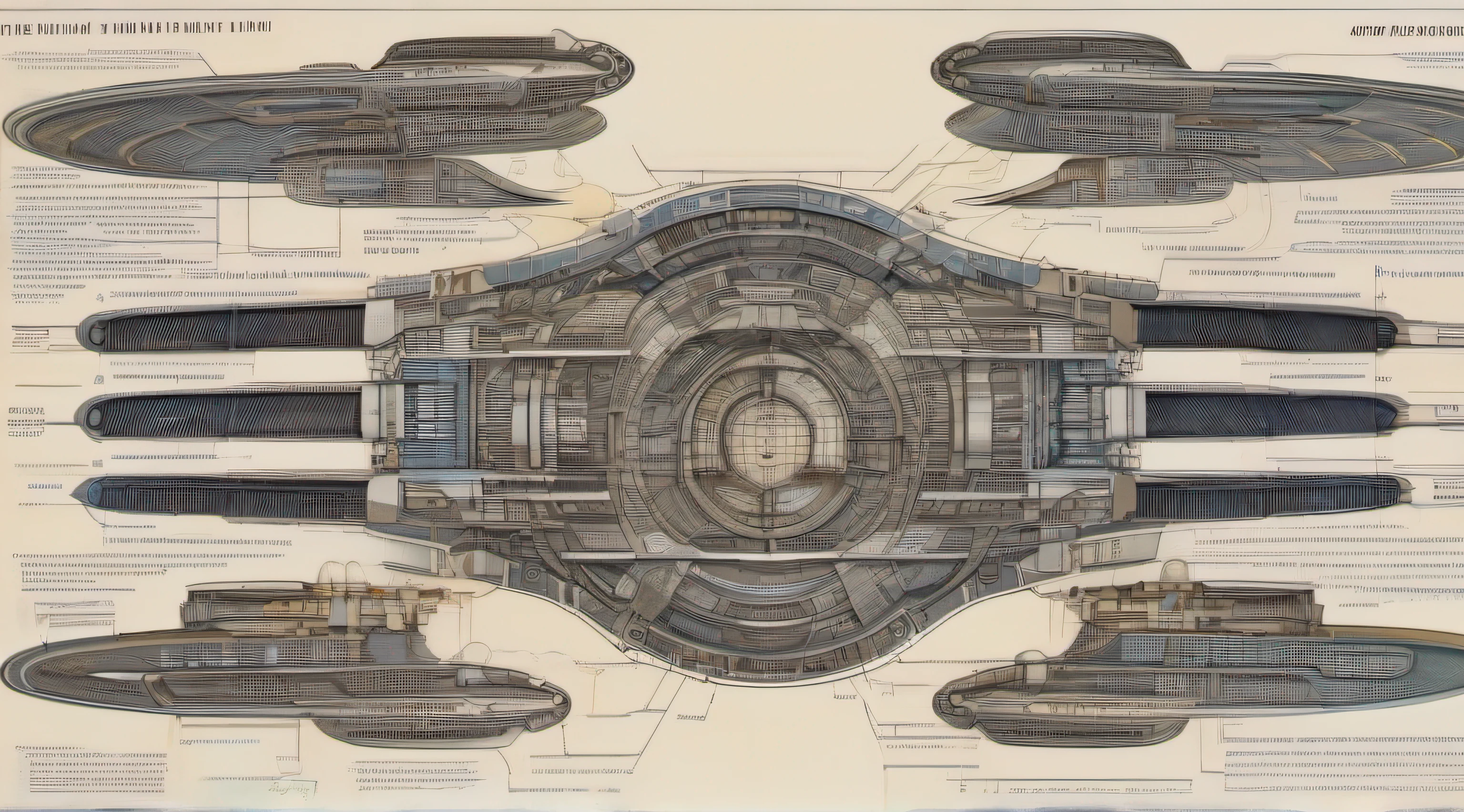 a diagram of a star trek ship with a large engine, star trek setting, tng, sttng, stunningly detailed, blueprint of a spaceship, uss enterprise, starship enterprise, by David G. Sorensen, starship cargo bay, blueprint of spaceship, from star trek, background megastructure, inspired by Johfra Bosschart, by Bob Singer, scifi design, spaceship design