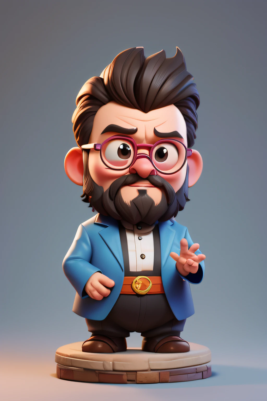 Theologian Charles Spurgeon, gordo, buchechudo, barbudo, grisalho, deputado, wise, chibi, cute, minusculo, cinematografico, 3d, pixar, disney, fundo desfocado, fundo gradiente