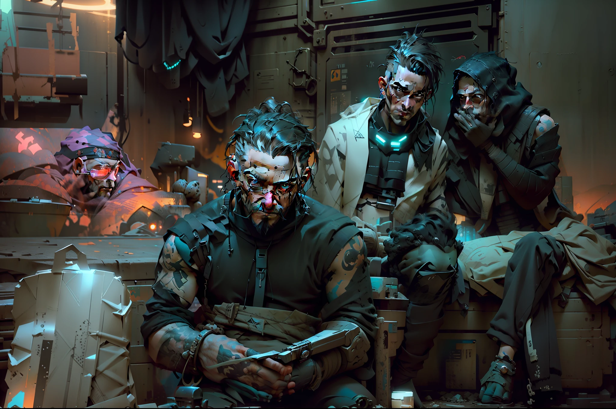 (obra-prima) altamente detalhado RAW, A post-apocalyptic man, vivid cyberspace themed space city, estilo hassanfantasy, por Jeremy Mann e Donato Giancola ultra realista altamente detalhado intrincado fotorrealista, greg rutkowski. unreal engine 5,