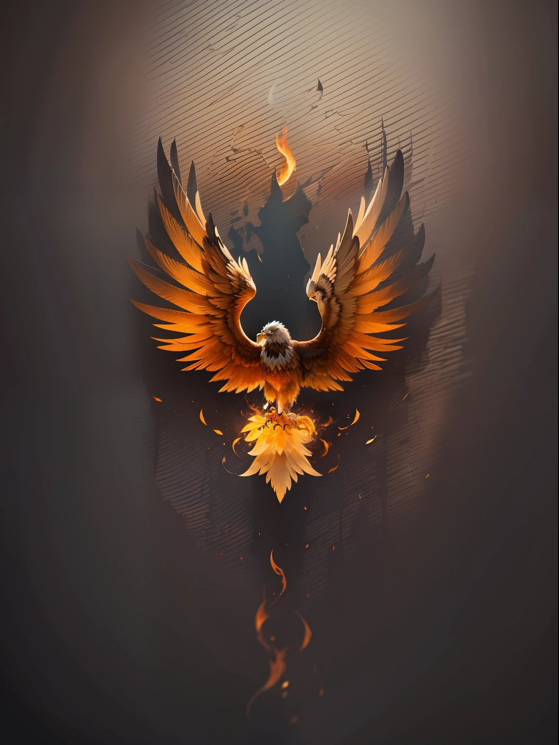 Fire eagle with line glass texture